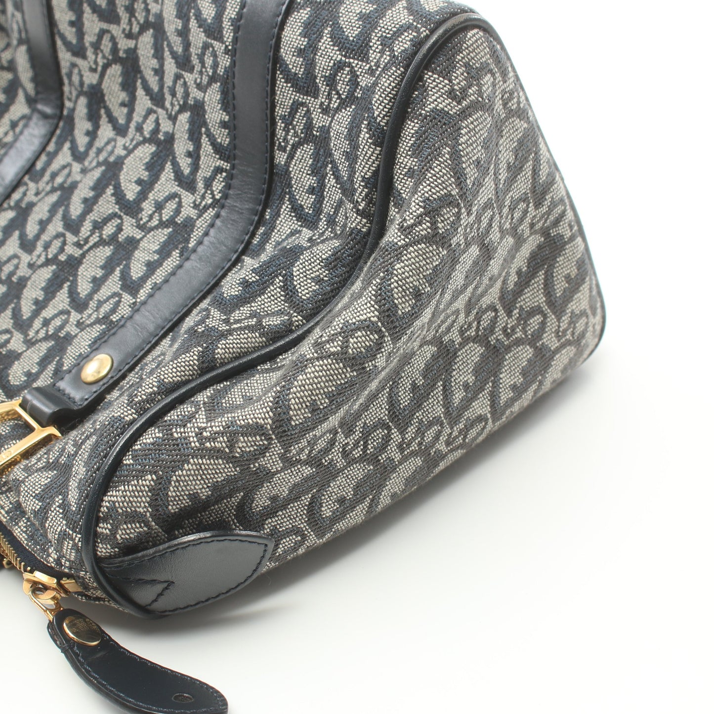 トロッター ミニボストンバッグ ハンドバッグ キャンバス レザー ライトブルー ネイビー クリスチャンディオール バッグ Christian Dior