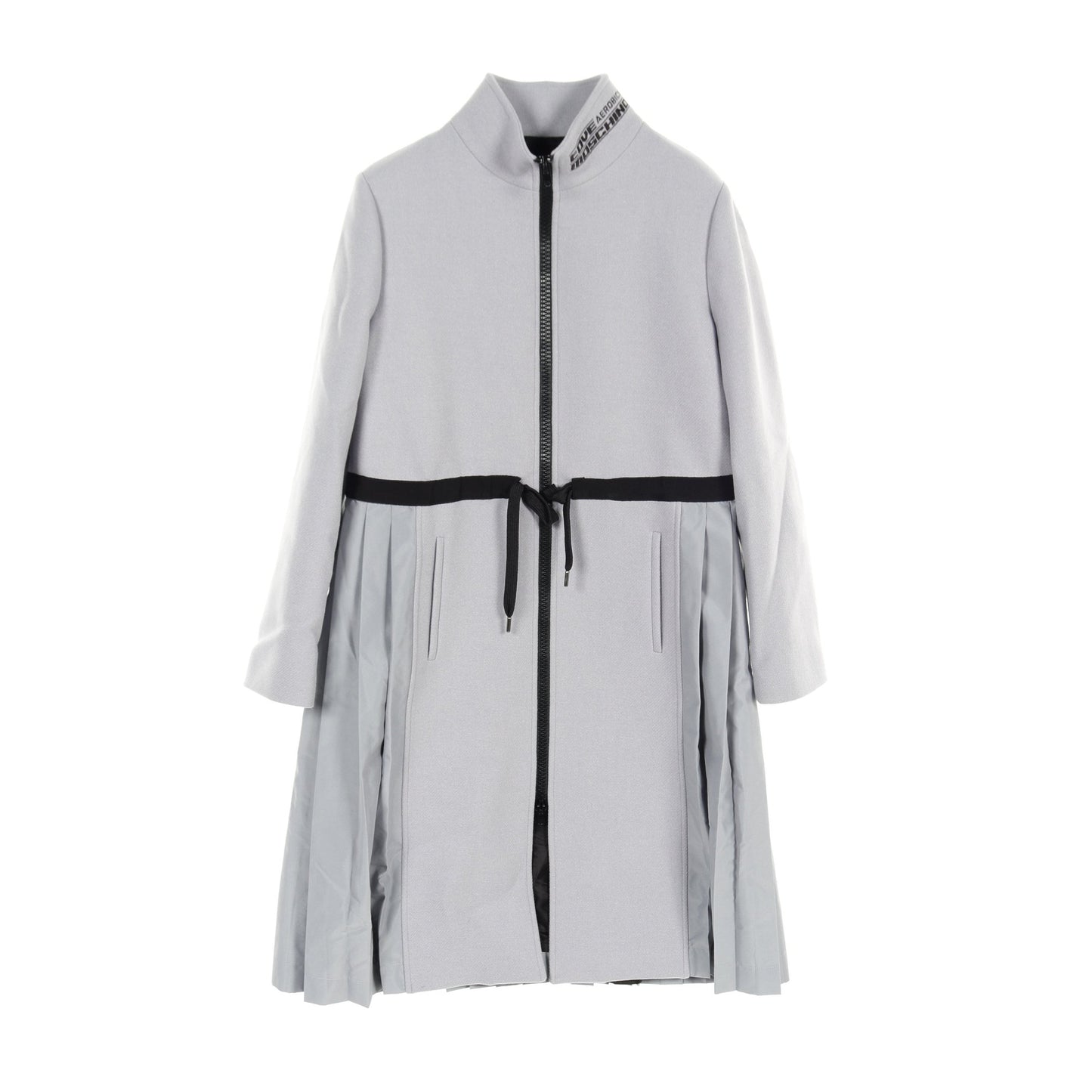 プリーツ コート ウール ナイロン ライトパープル ブラック 切替 ラブモスキーノ アウター LOVE MOSCHINO