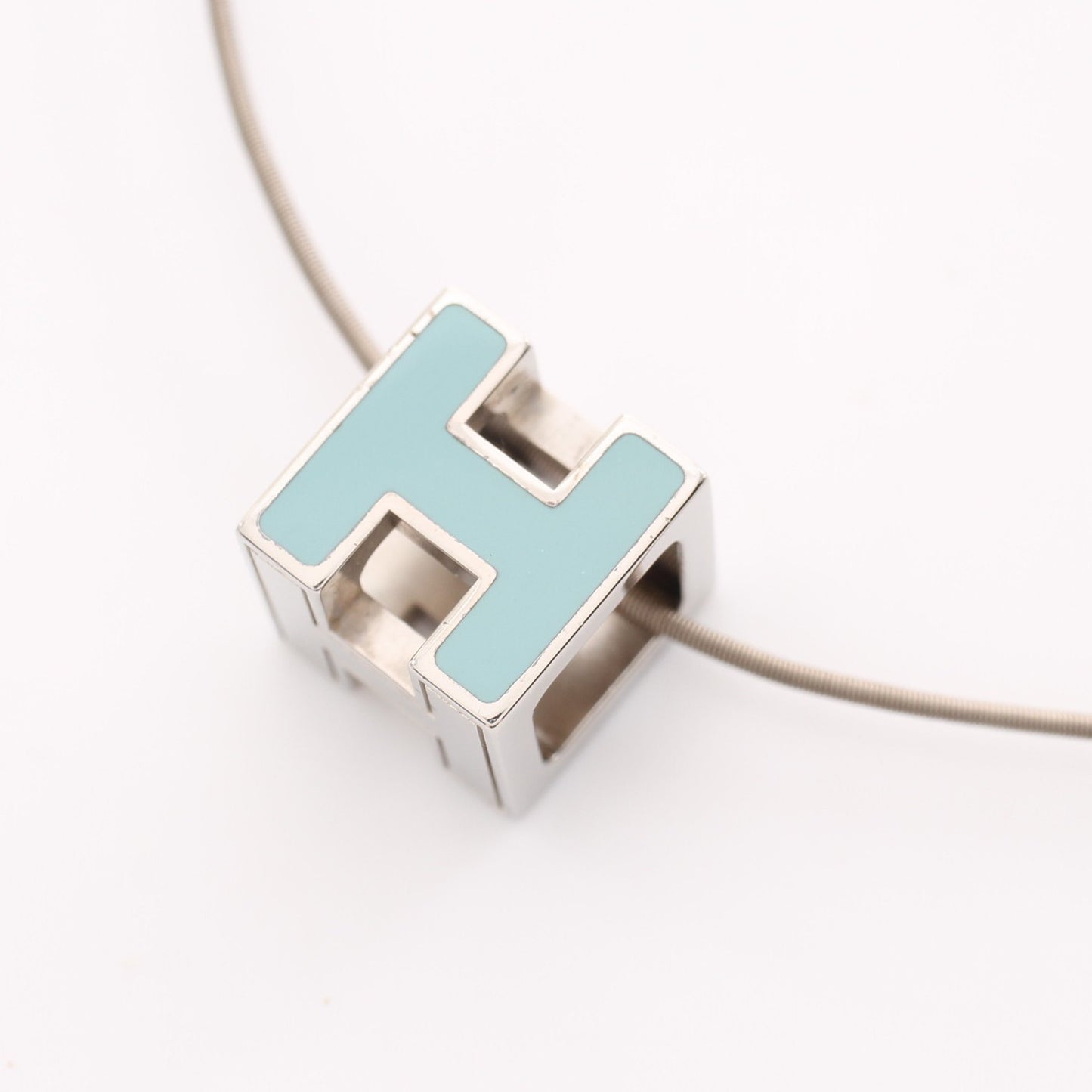 カージュドアッシュ Hキューブ ネックレス シルバー ライトブルー エルメス アクセサリー HERMES