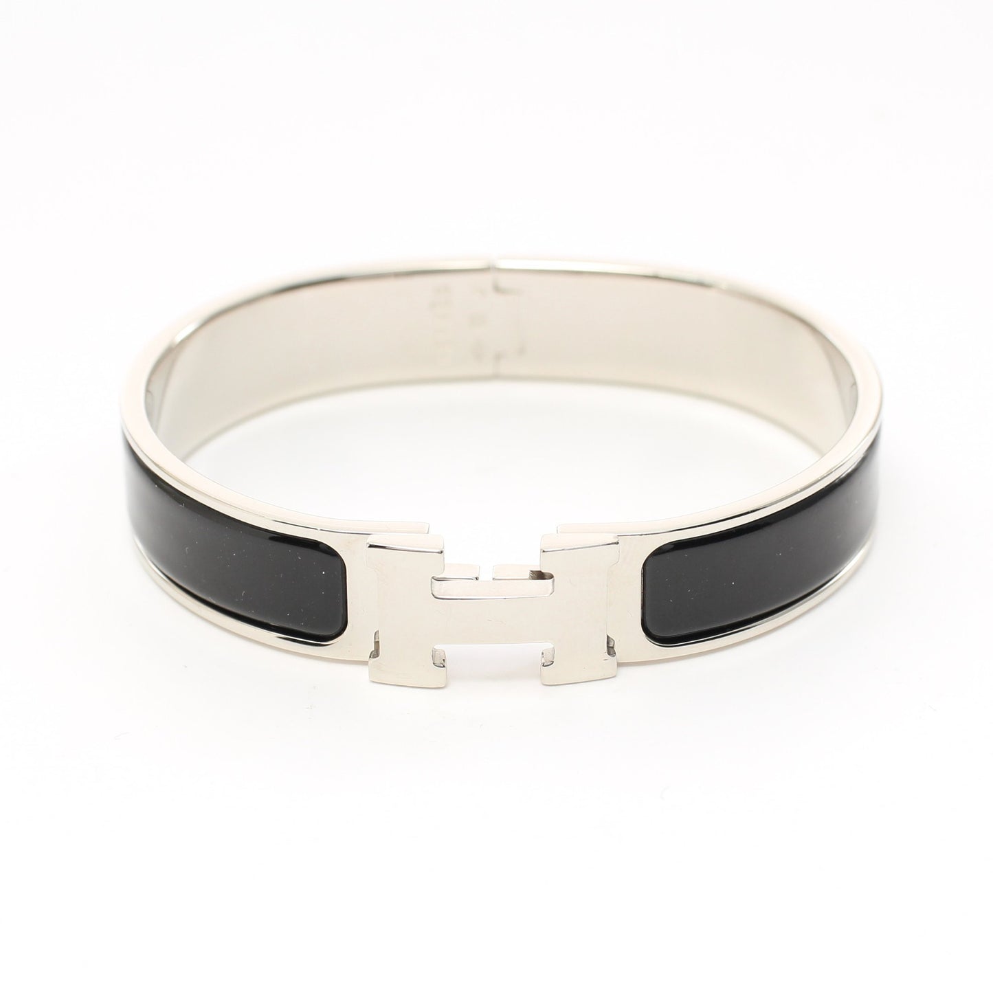 クリッククラックPM バングル エナメル シルバー ブラック エルメス アクセサリー HERMES