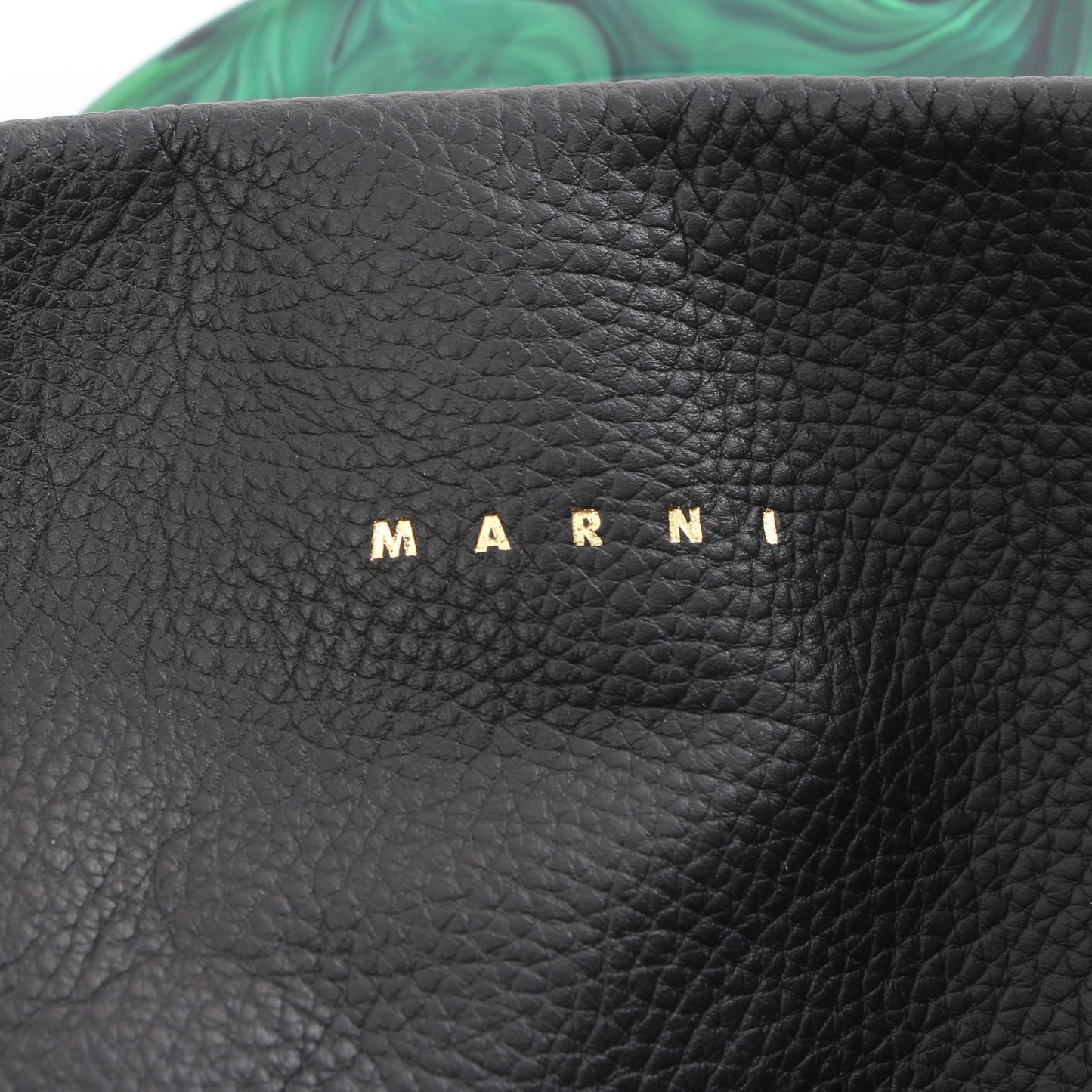 VENICE ミディアム バケットバッグ ハンドバッグ レザー ブラック グリーン 2WAY マルニ バッグ MARNI