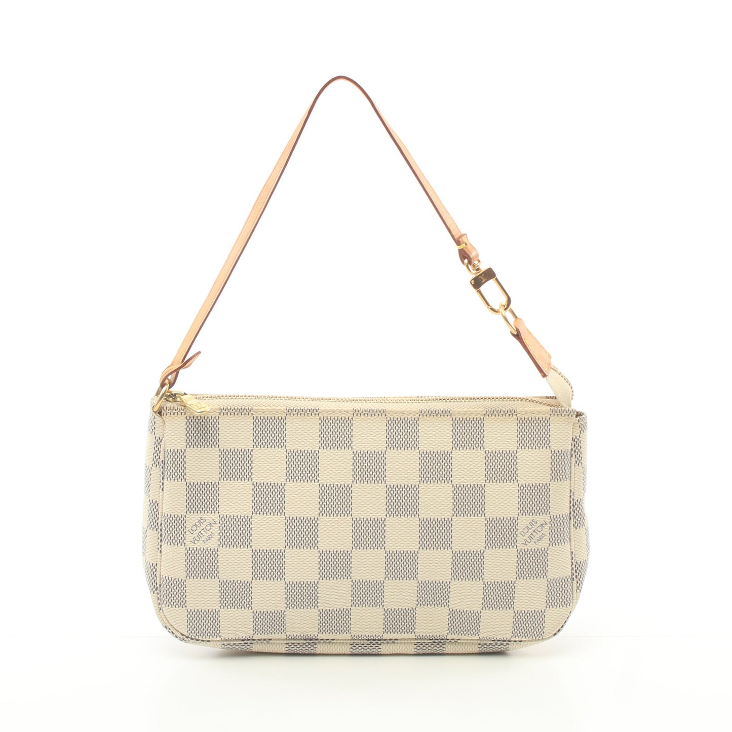 ポシェット アクセソワール ダミエアズール ハンドバッグ PVC レザー ホワイト ルイヴィトン バッグ LOUIS VUITTON
