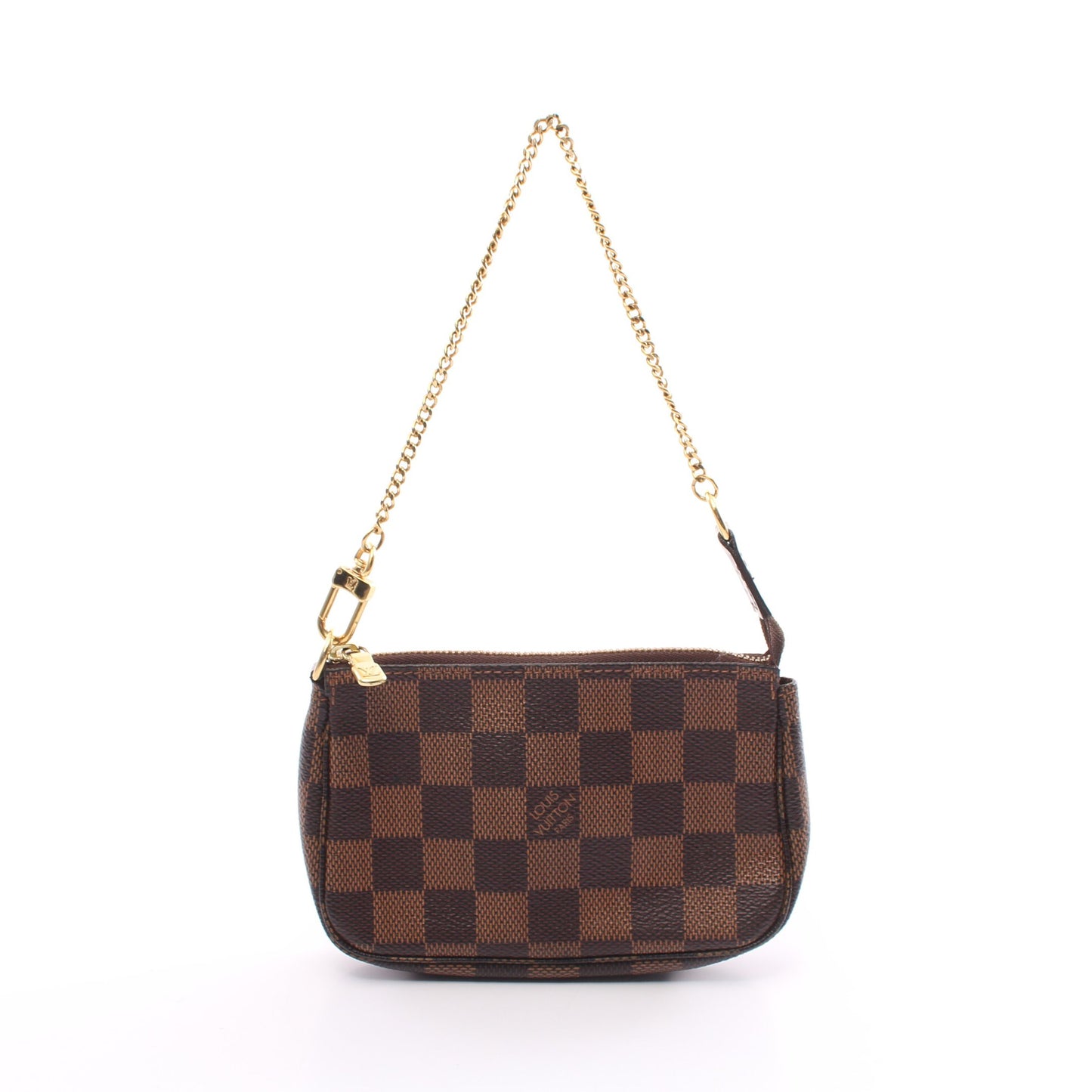 ミニポシェットアクセソワール ダミエエベヌ チェーンハンドバッグ PVC レザー ブラウン ルイヴィトン バッグ LOUIS VUITTON