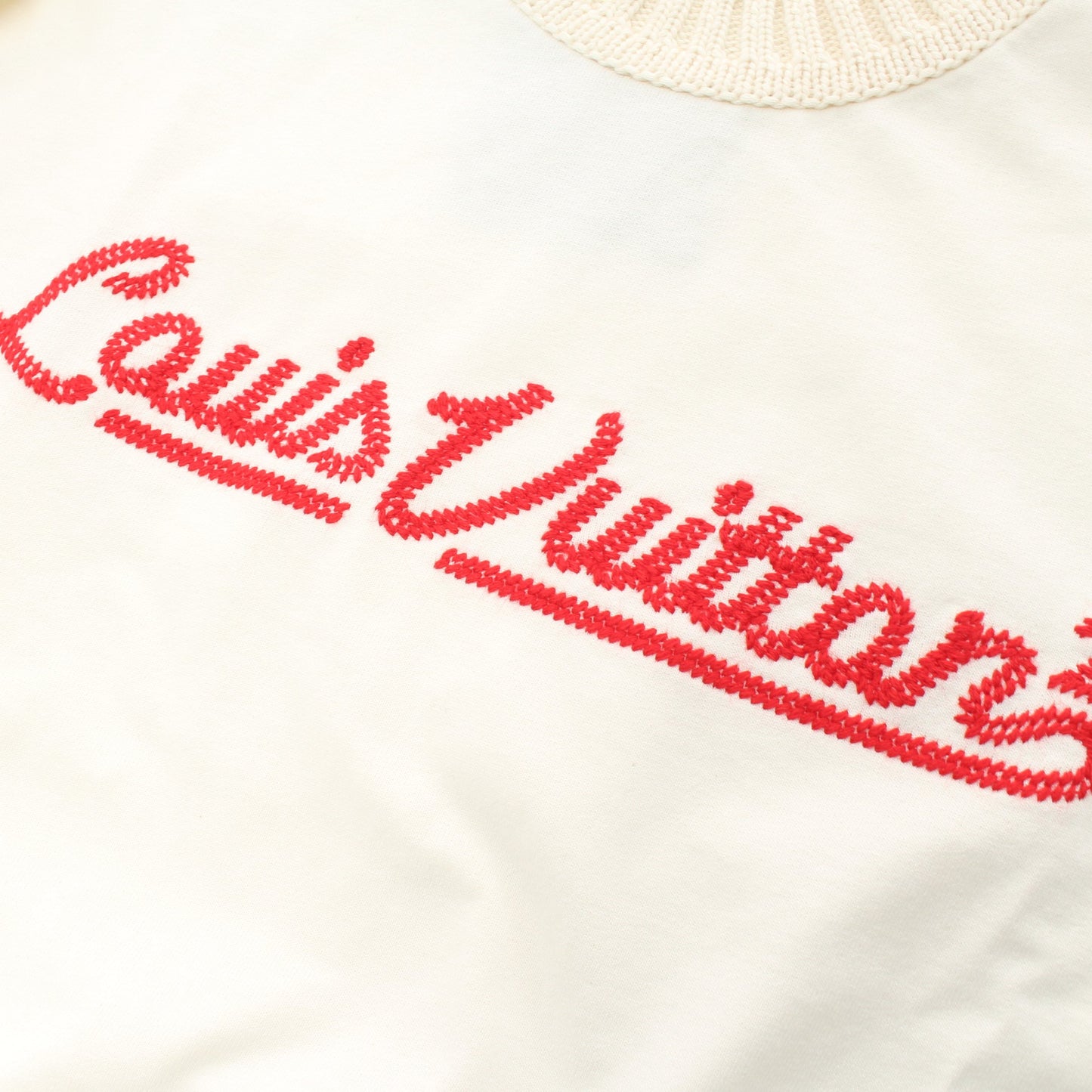 ロゴエンブロイダリー Tシャツ カットソー モックネック コットン オフホワイト ルイヴィトン トップス LOUIS VUITTON