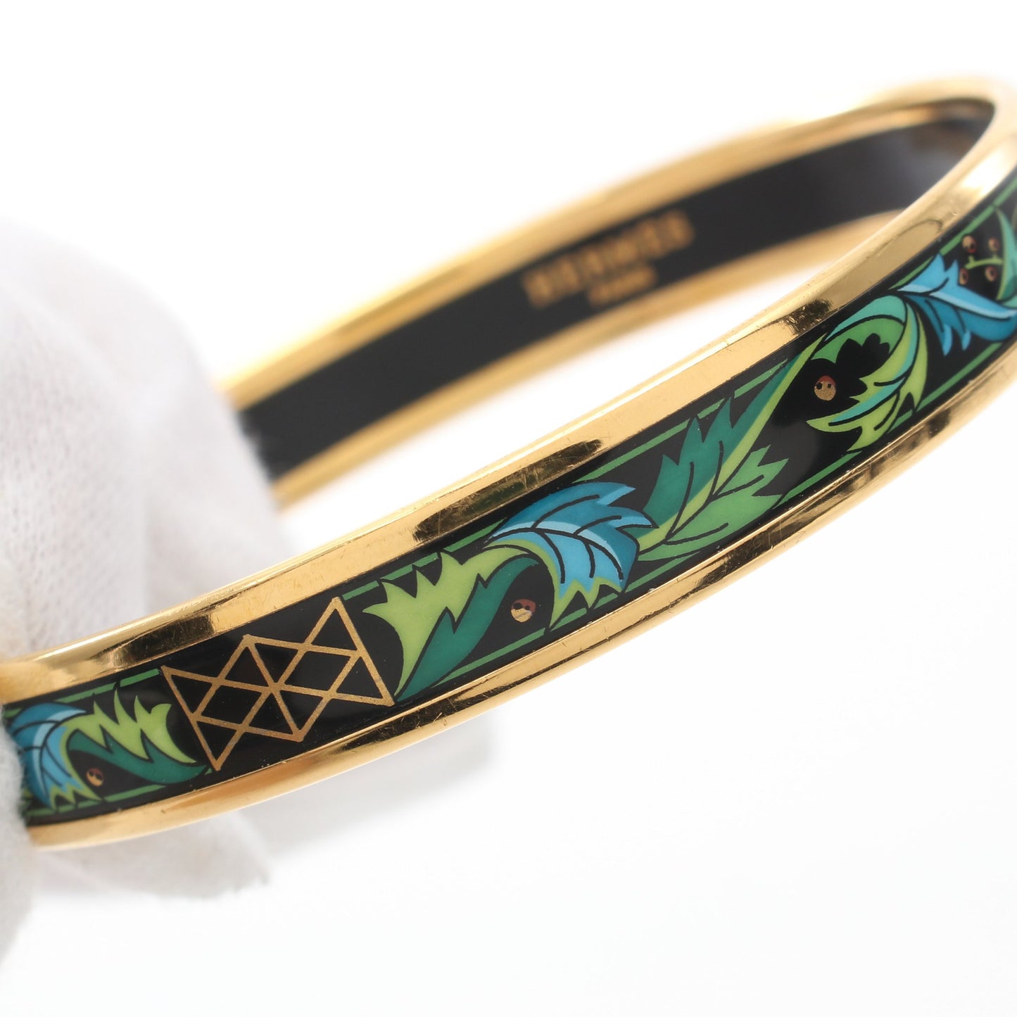 エマイユPM バングル GP 七宝 ブラック グリーン マルチカラー エルメス アクセサリー HERMES