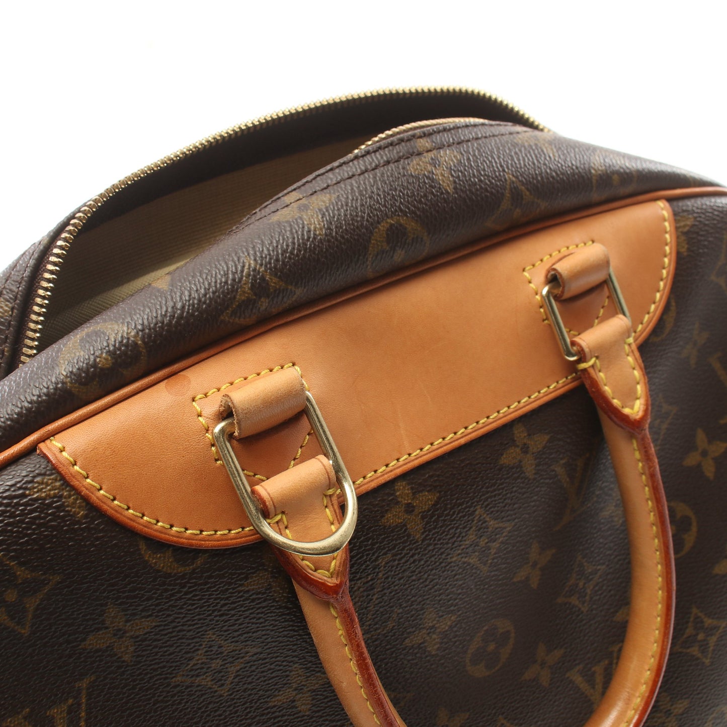 ドーヴィル ボーリングヴァニティ モノグラム ハンドバッグ PVC レザー ブラウン ルイヴィトン バッグ LOUIS VUITTON