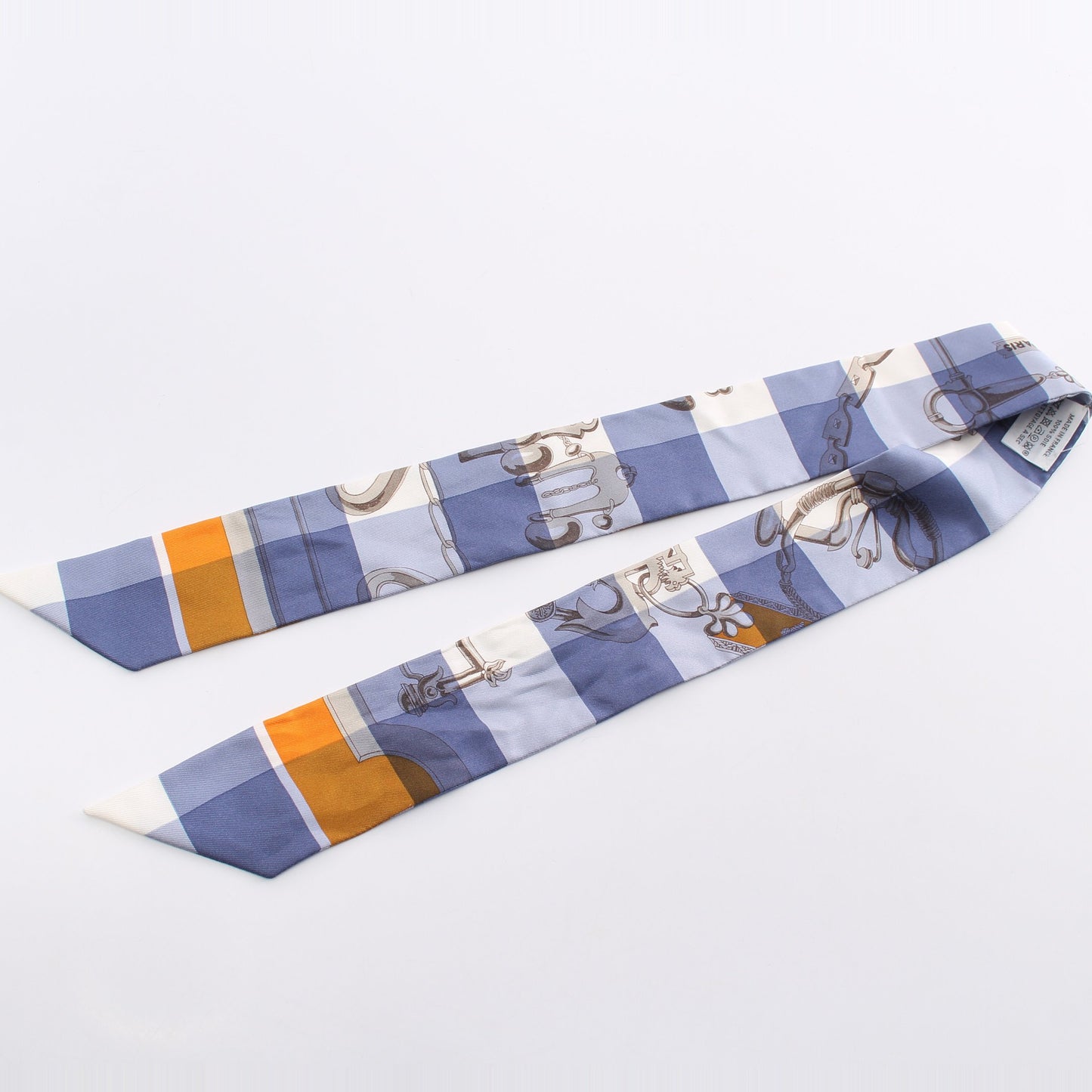 ツイリー MORS ET GOURMETTES VICHY リボン スカーフ シルク ブルー マルチカラー エルメス 財布・小物 HERMES