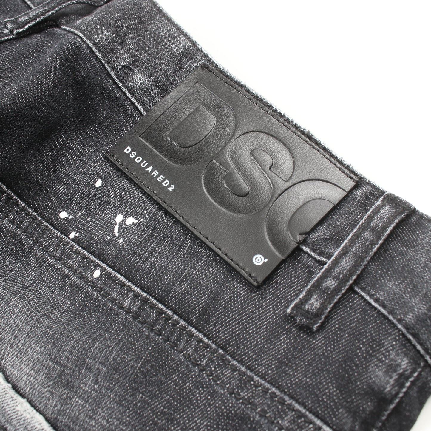 SKATER JEAN デニムパンツ コットン ブラック ダメージ加工 ペイント加工 ディースクエアード ボトムス DSQUARED2