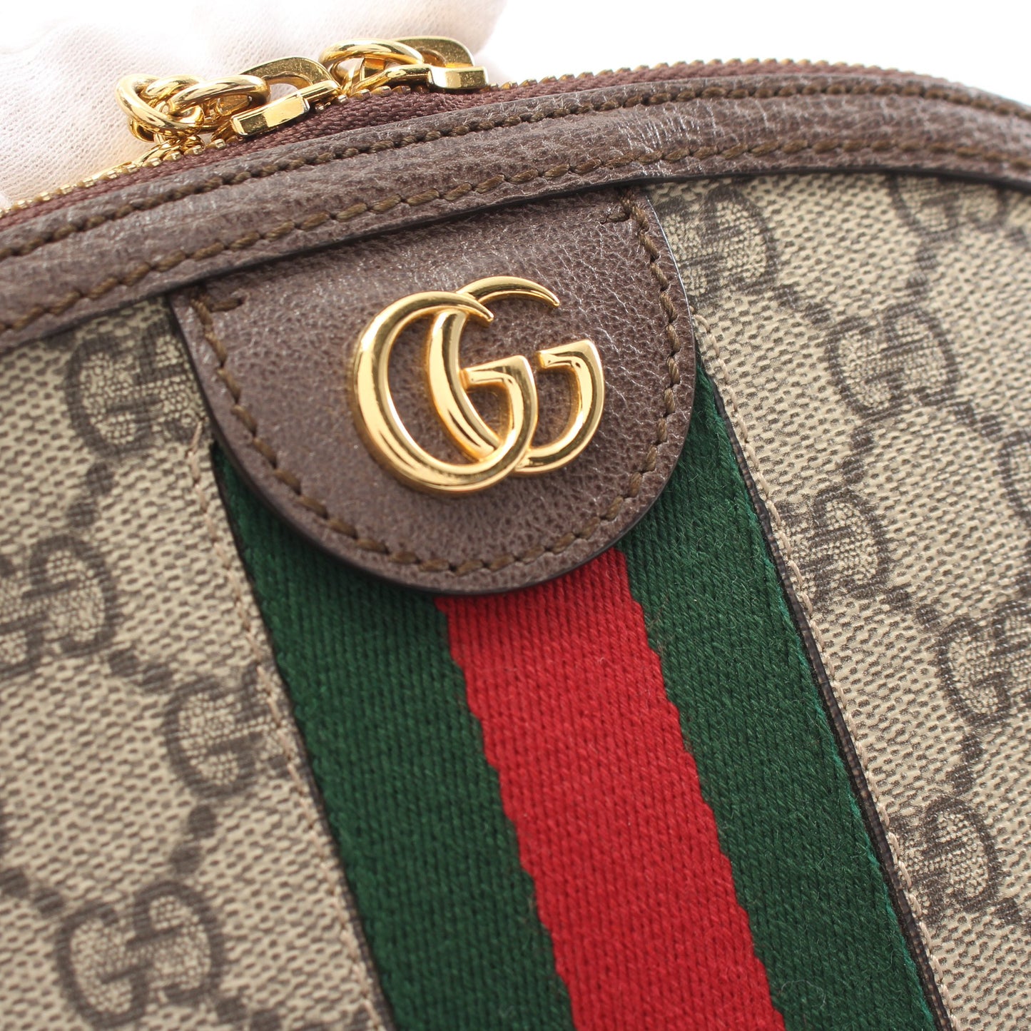 オフィディア GGスプリーム ショルダーバッグ PVC レザー ベージュ ダークブラウン マルチカラー グッチ バッグ GUCCI