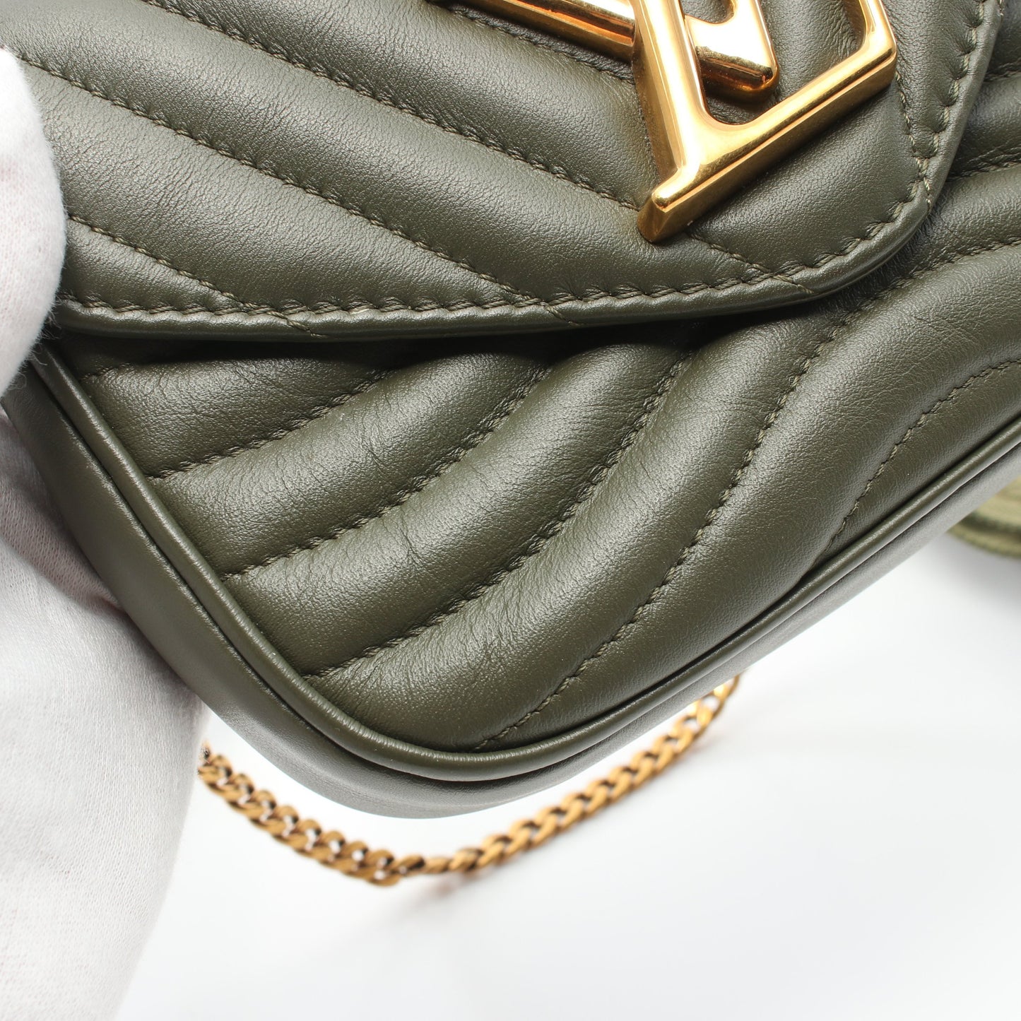 マルチ ポシェット ニューウェーブ チェーンハンドバッグ レザー カーキグリーン 2WAY ルイヴィトン バッグ LOUIS VUITTON
