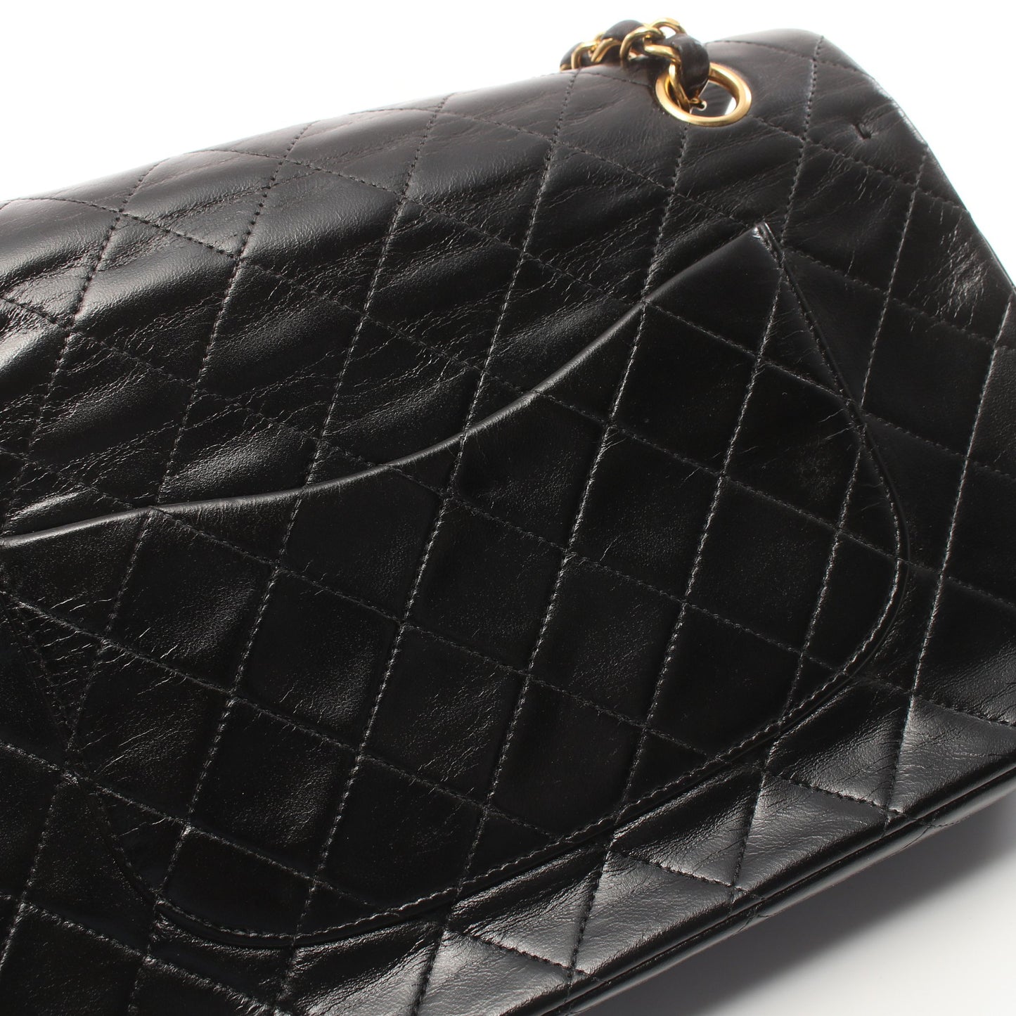 マトラッセ Wフラップ Wチェーンショルダーバッグ ラムスキン ブラック ゴールド金具 シャネル バッグ CHANEL