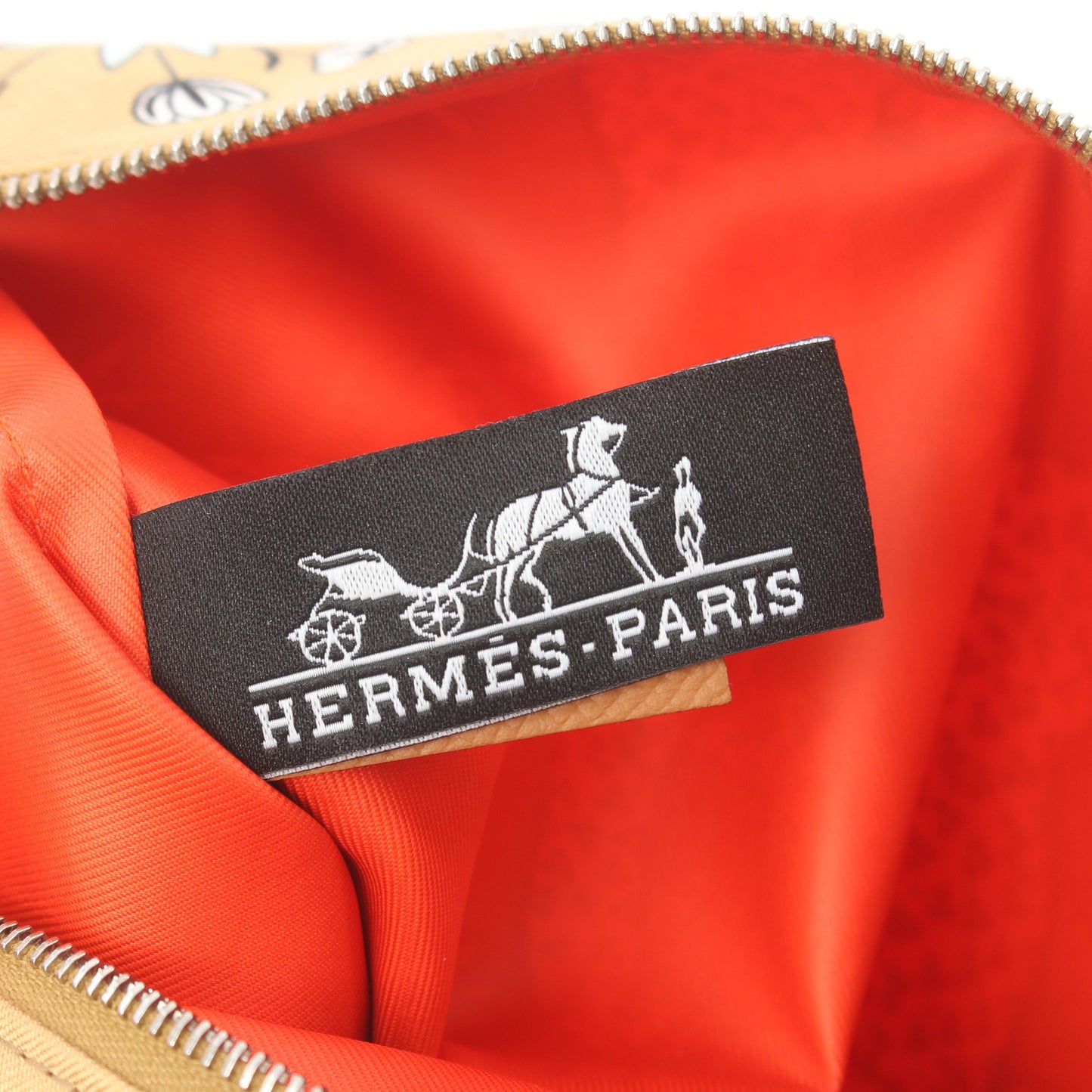 シルキーポケット ポーチ シルク レザー ベージュ マルチカラー シルバー金具 U刻印 エルメス 財布・小物 HERMES