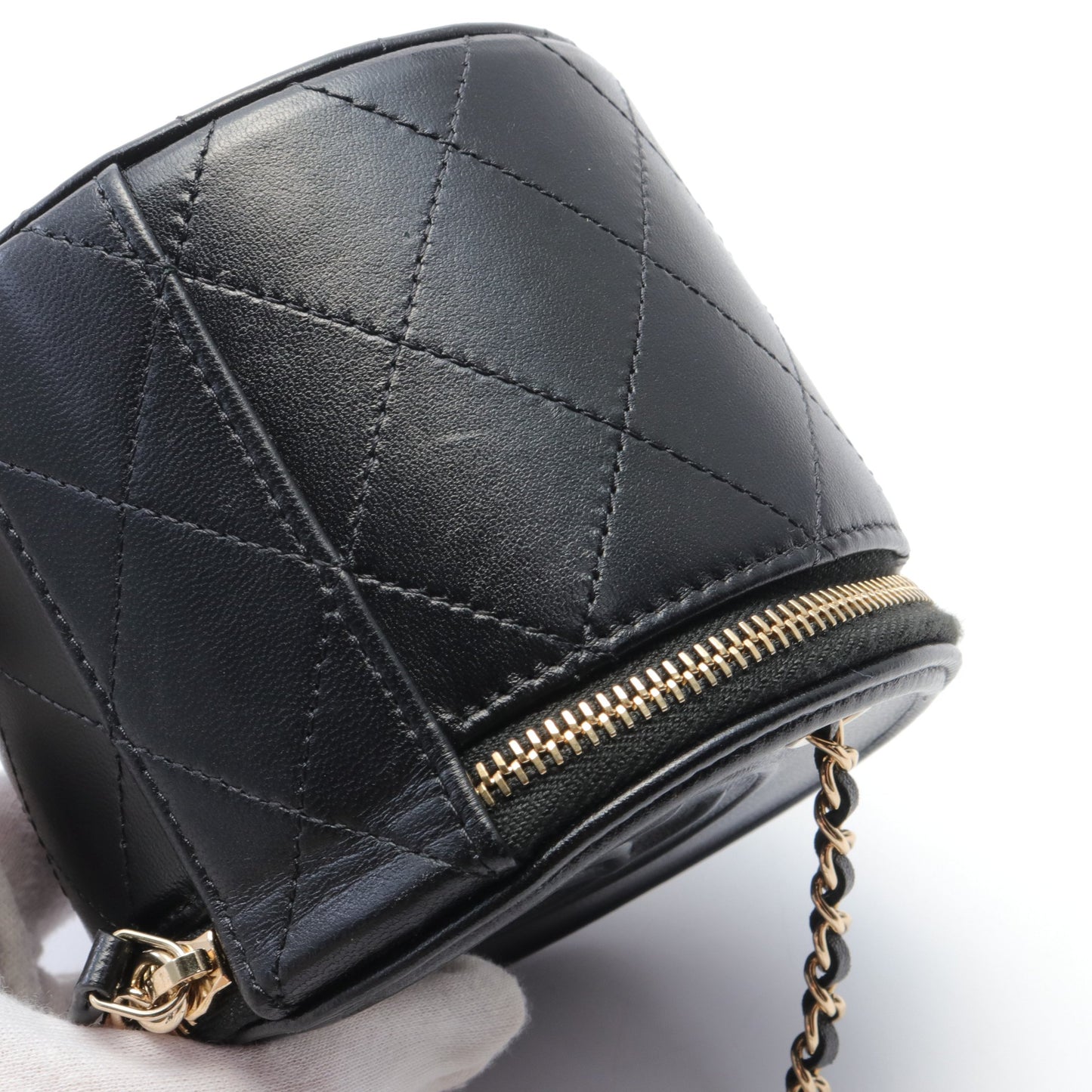 マトラッセ ココマーク チェーンショルダーバッグ ラムスキン ブラック ゴールド金具 シャネル バッグ CHANEL