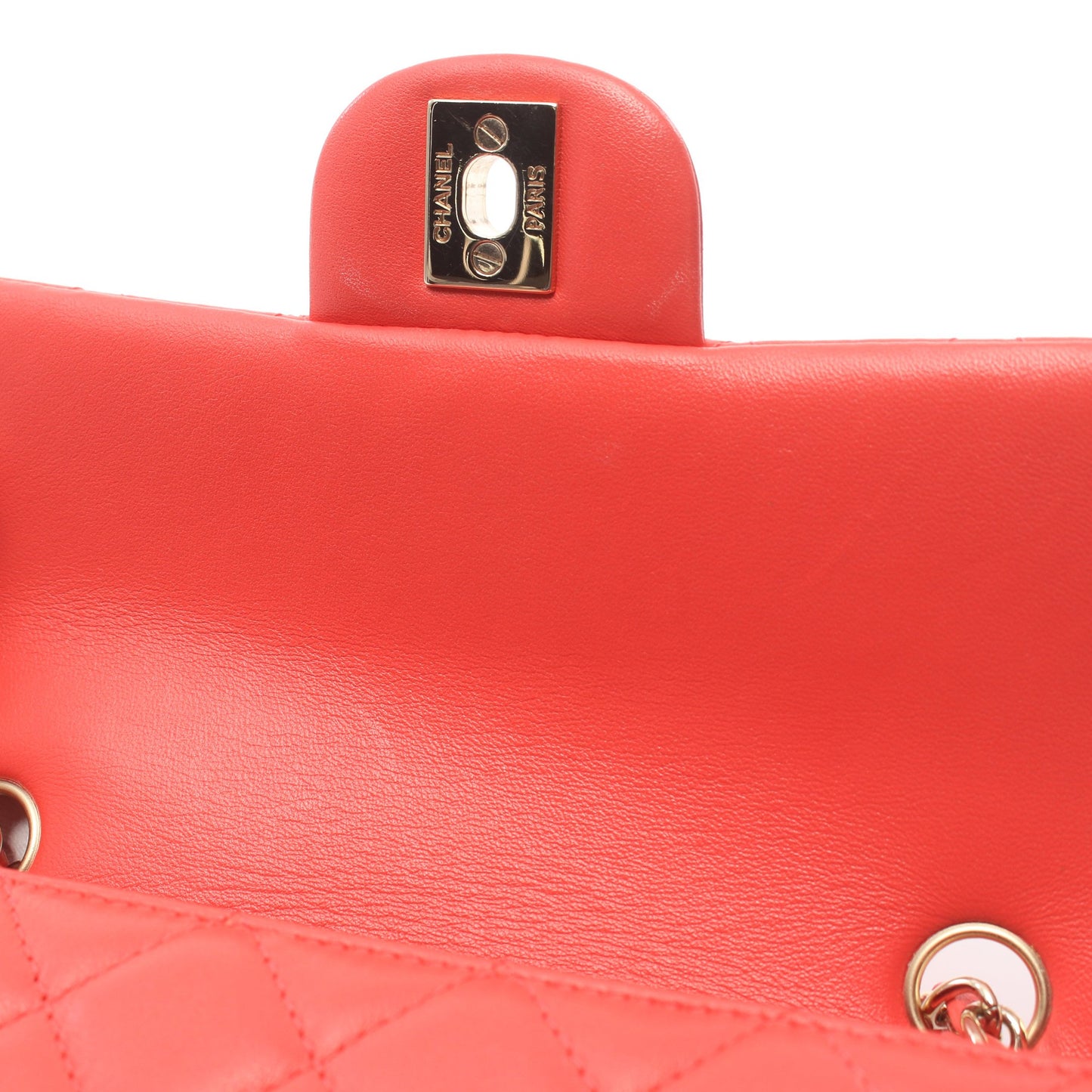 ミニマトラッセ20 チェーンショルダーバッグ ラムスキン コーラルピンク ゴールド金具 シャネル バッグ CHANEL