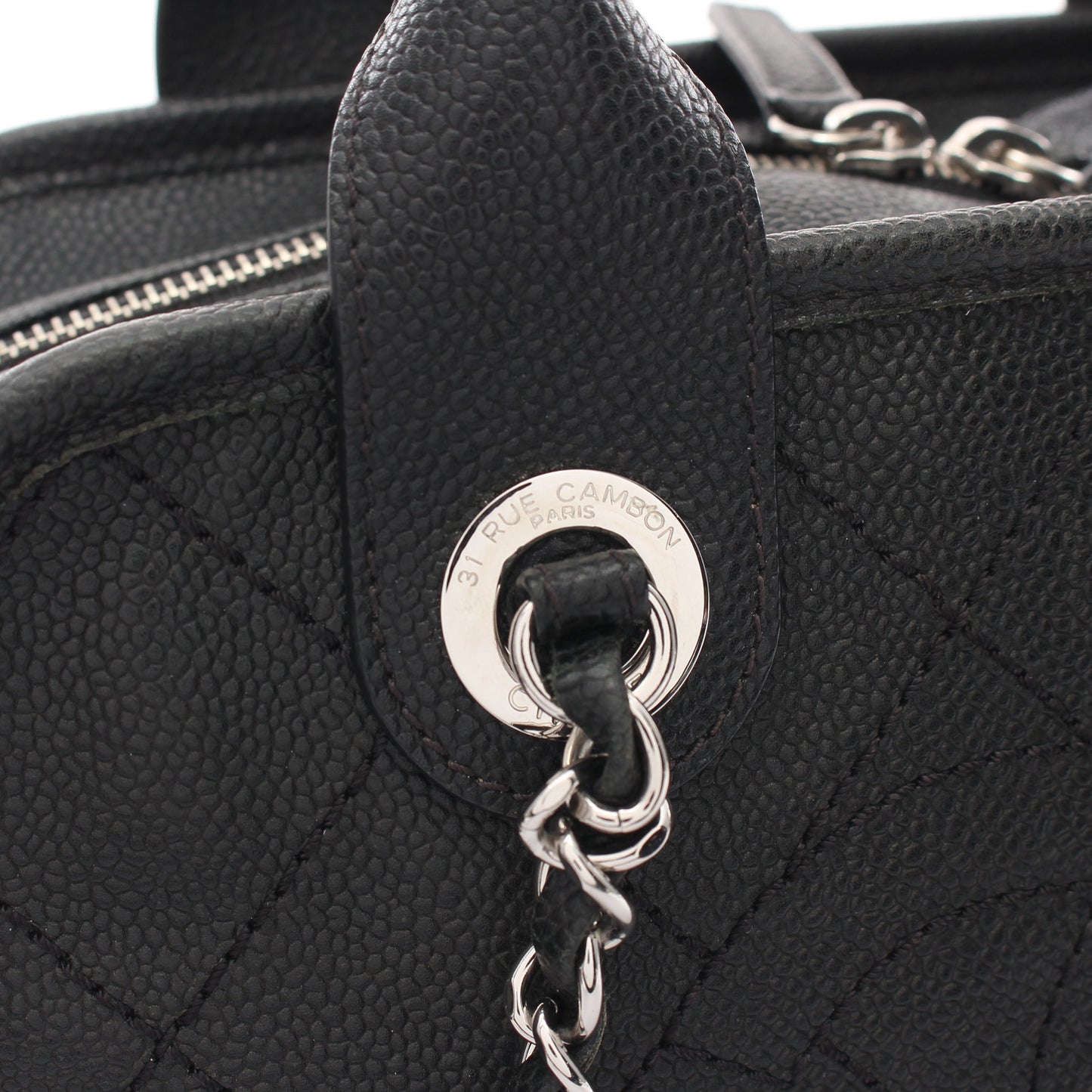 ドーヴィル チェーンショルダーバッグ キャビアスキン ブラック シルバー金具 2WAY シャネル バッグ CHANEL