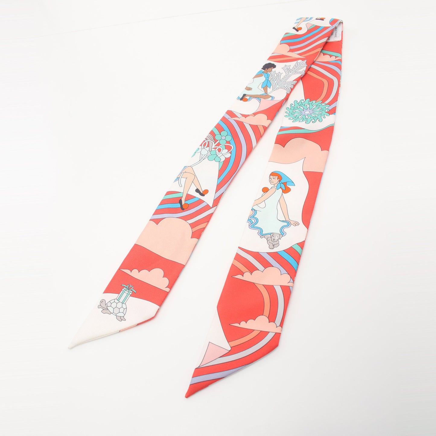 ツイリー CARRES VOLANTS リボン スカーフ シルク レッド マルチカラー エルメス 財布・小物 HERMES
