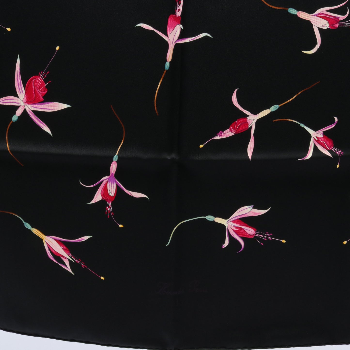 カレ90 Fleurs De Fuchsia スカーフ シルク ブラック マルチカラー エルメス 財布・小物 HERMES