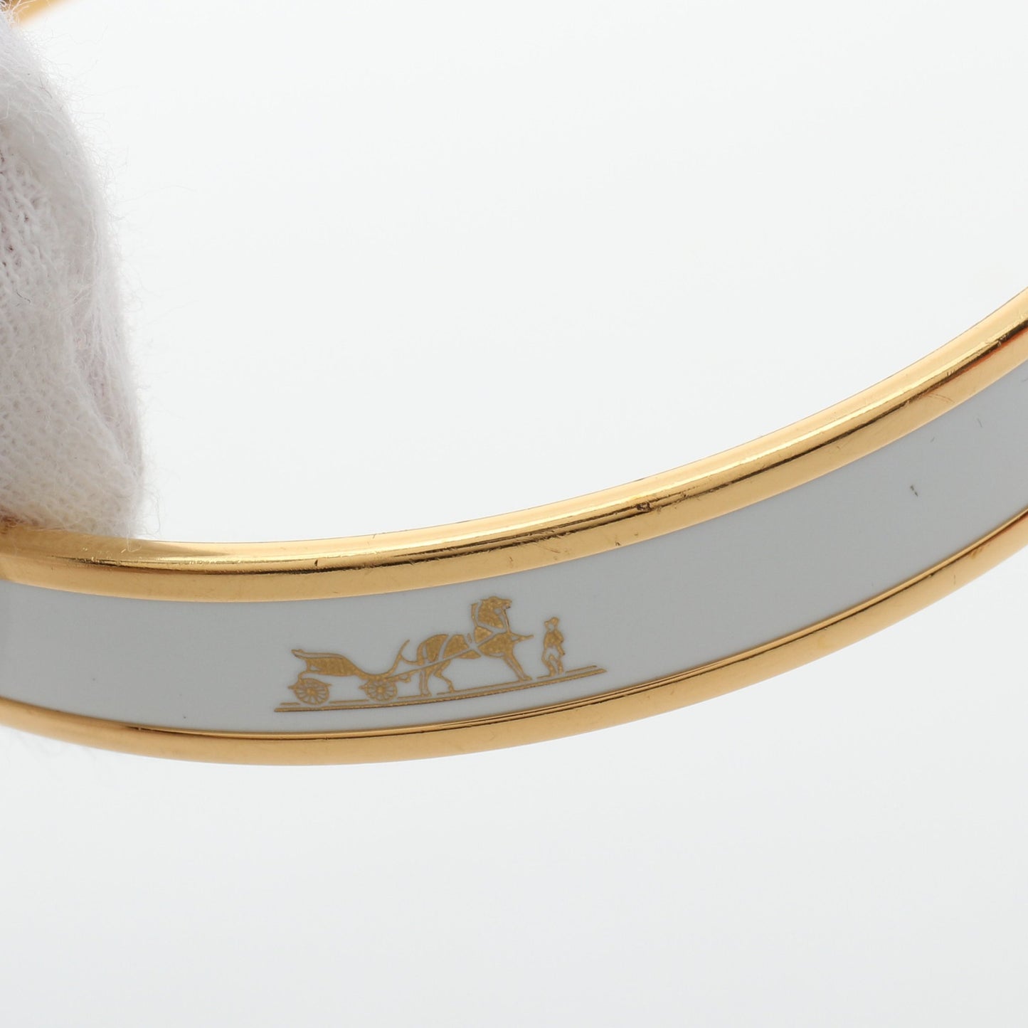 エマイユPM バングル GP 七宝 ゴールド ホワイト エルメス アクセサリー HERMES