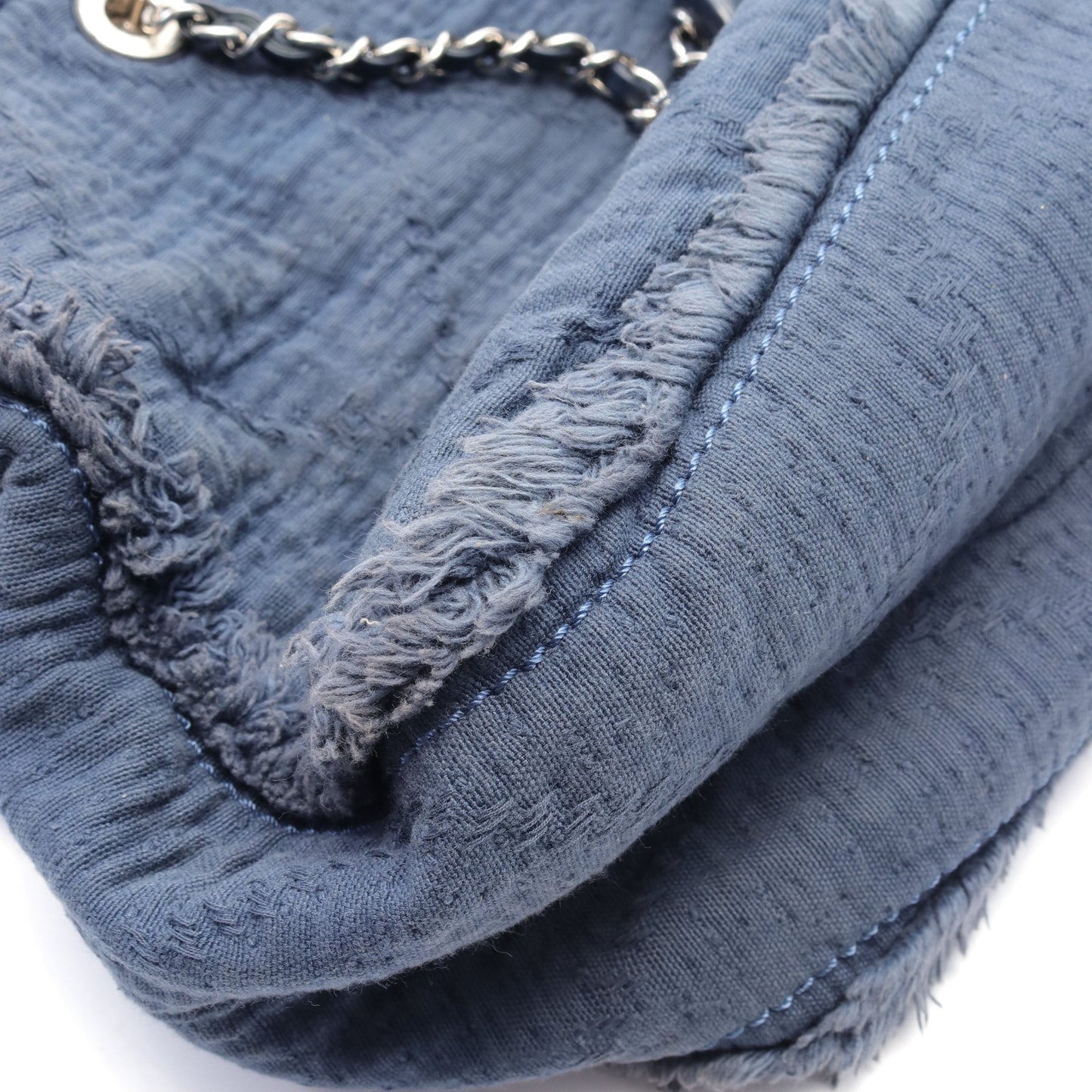 ココマーク チェーンショルダーバッグ チェーントートバッグ キャンバス レザー ネイビー シルバー金具 2WAY シャネル バッグ CHANEL