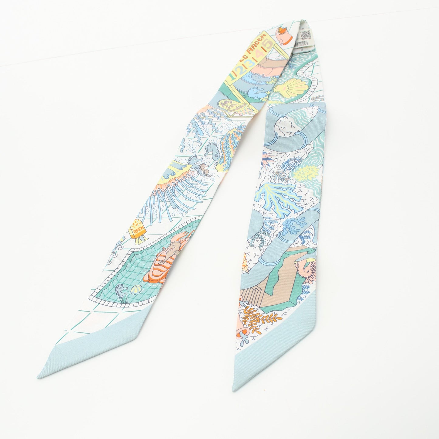 ツイリー Splash Park リボン スカーフ シルク ライトブルー マルチカラー エルメス 財布・小物 HERMES