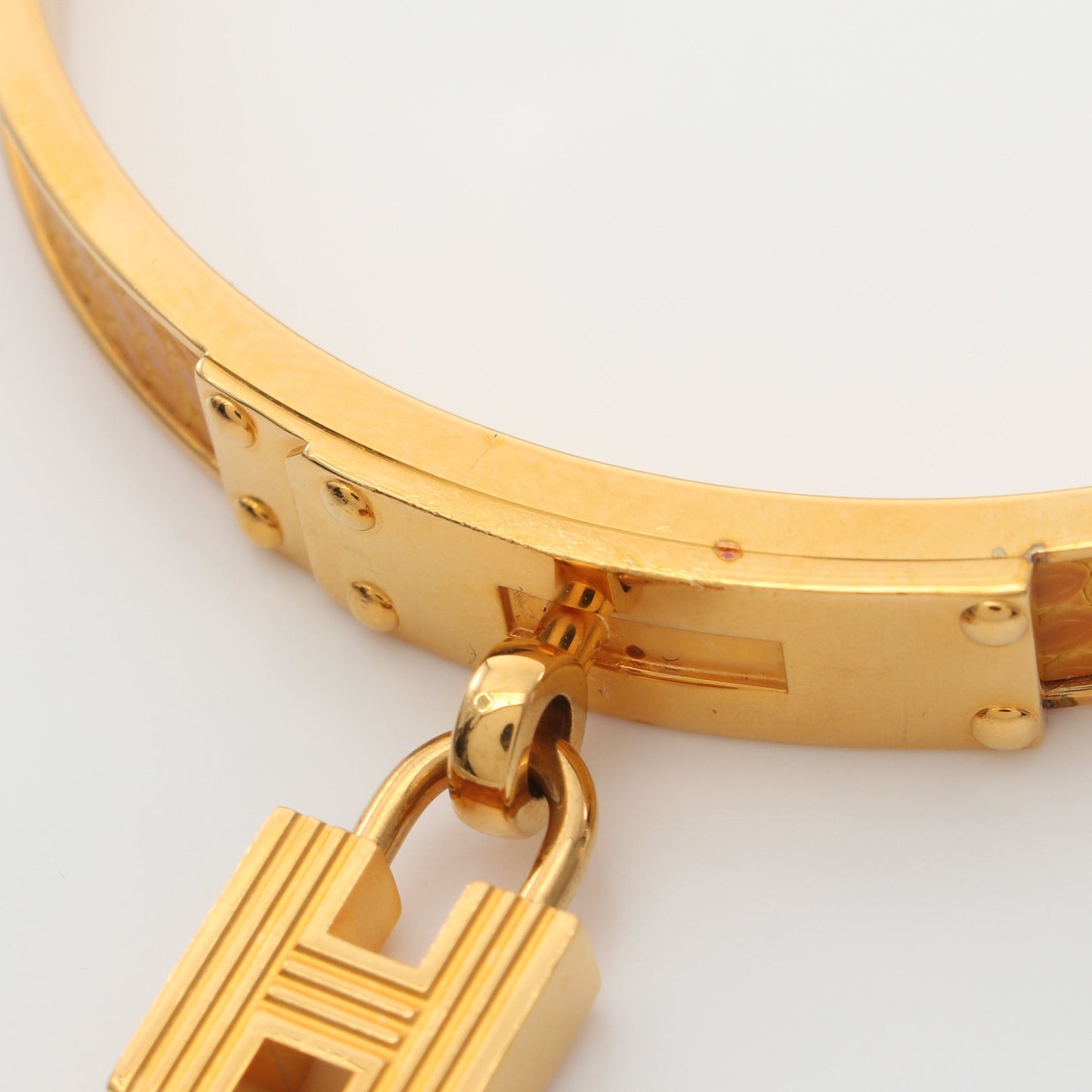 ケリー ブレスレット バングル GP レザー ゴールド イエローブラウン エルメス アクセサリー HERMES