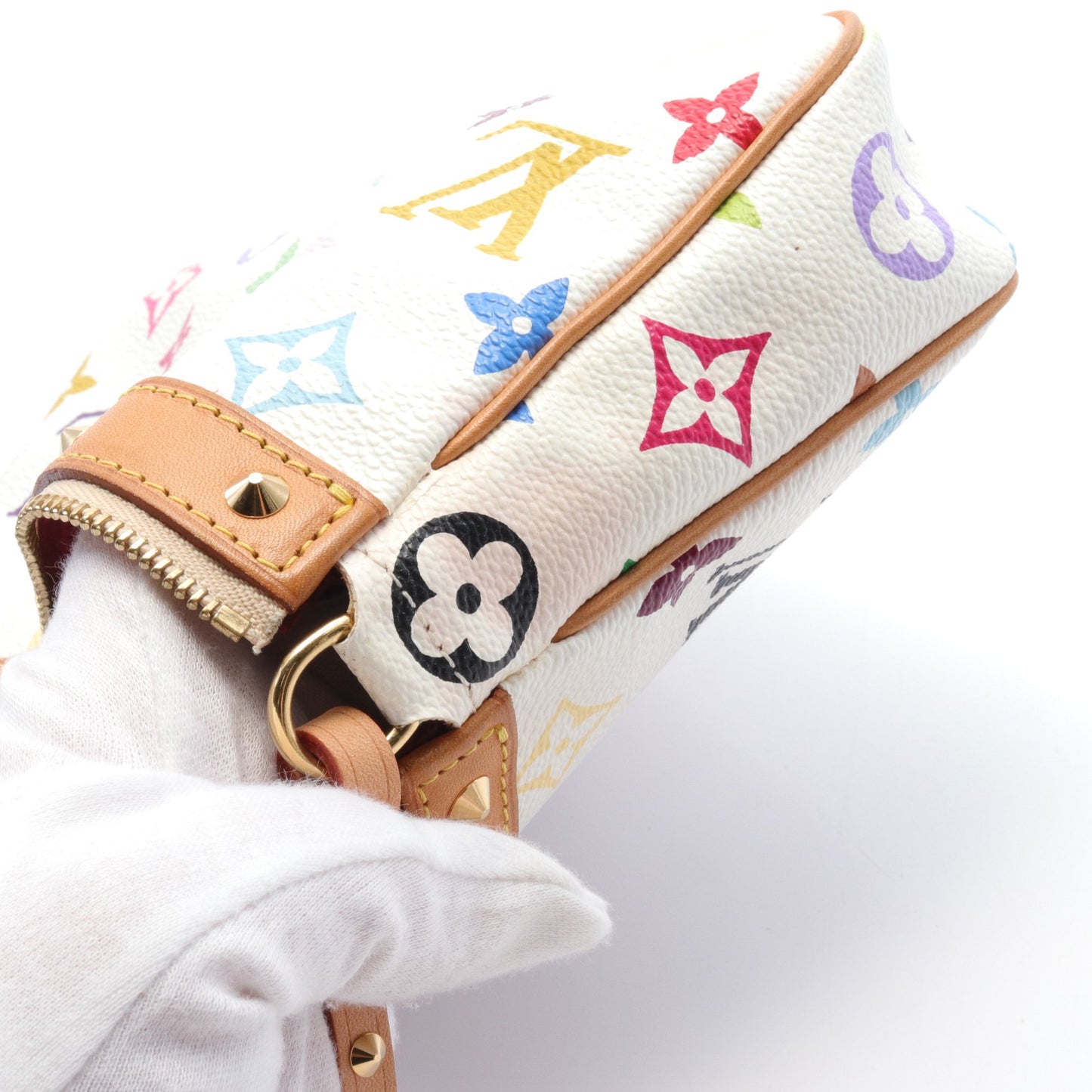 ポシェットアクセソワール モノグラムマルチカラー ブロン ハンドバッグ PVC レザー ホワイト ルイヴィトン バッグ LOUIS VUITTON