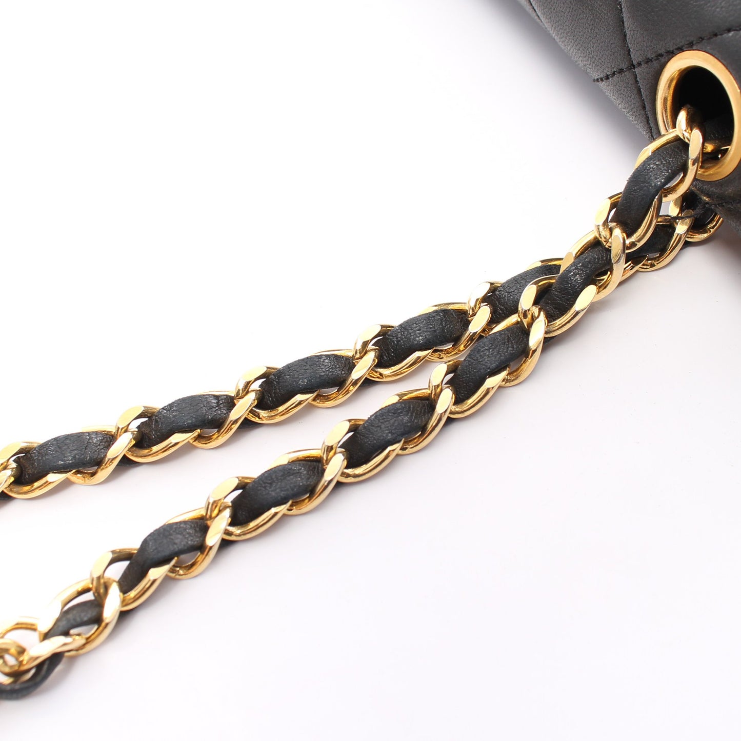 マトラッセ Wフラップ Wチェーンショルダーバッグ ラムスキン ブラック ゴールド金具 ヴィンテージ シャネル バッグ CHANEL