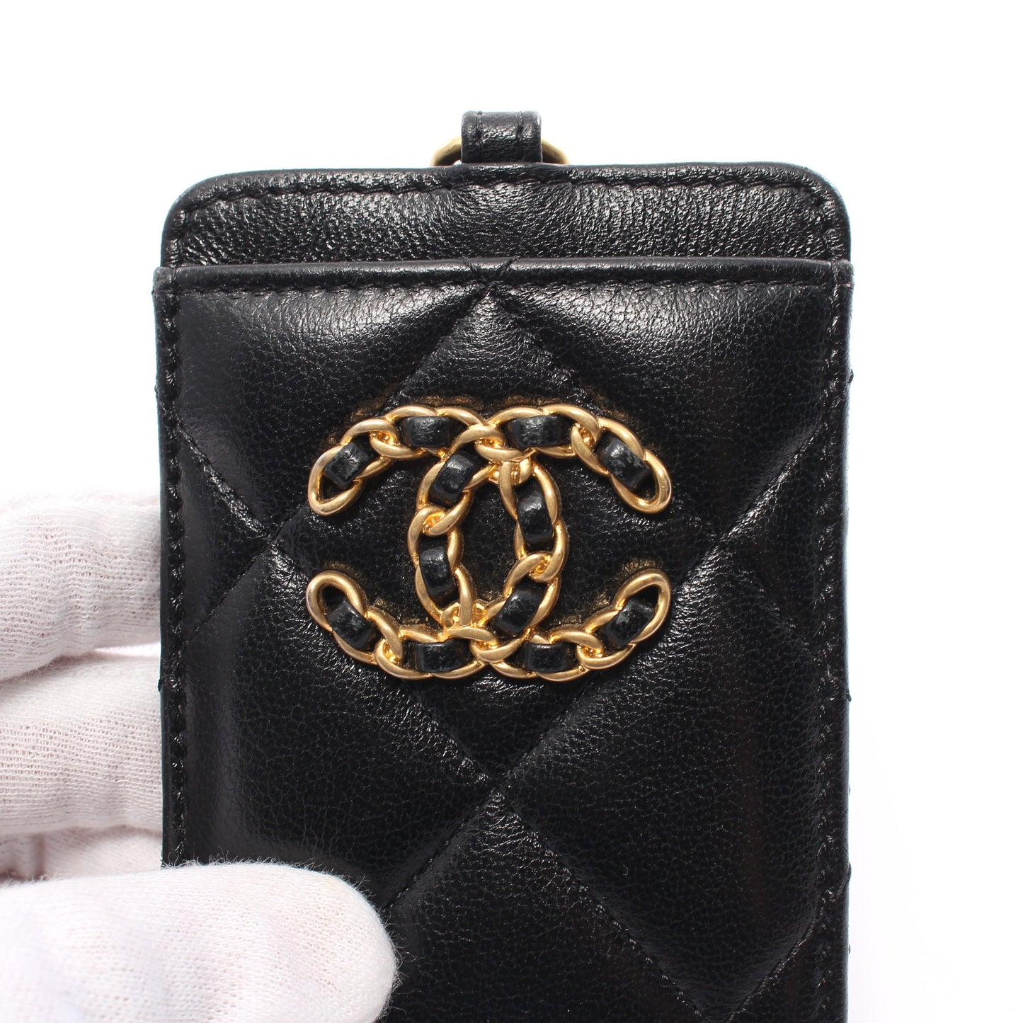 マトラッセ ココマーク カードケース パスケース ラムスキン ブラック コンビ金具 シャネル 財布・小物 CHANEL