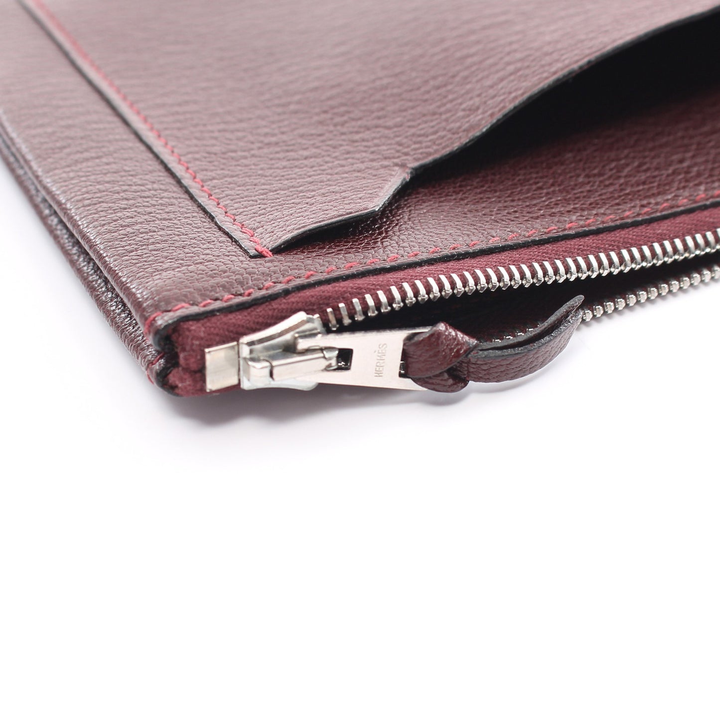 クラリスGM ルージュアッシュ コインケース シェーブル ボルドー シルバー金具 □D刻印 エルメス 財布・小物 HERMES
