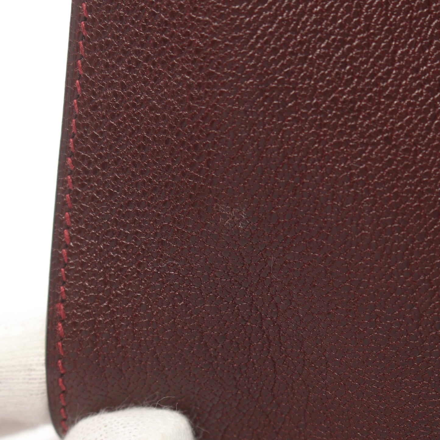 カロ ポーチ シェーブル ボルドー シルバー金具 □D刻印 エルメス 財布・小物 HERMES