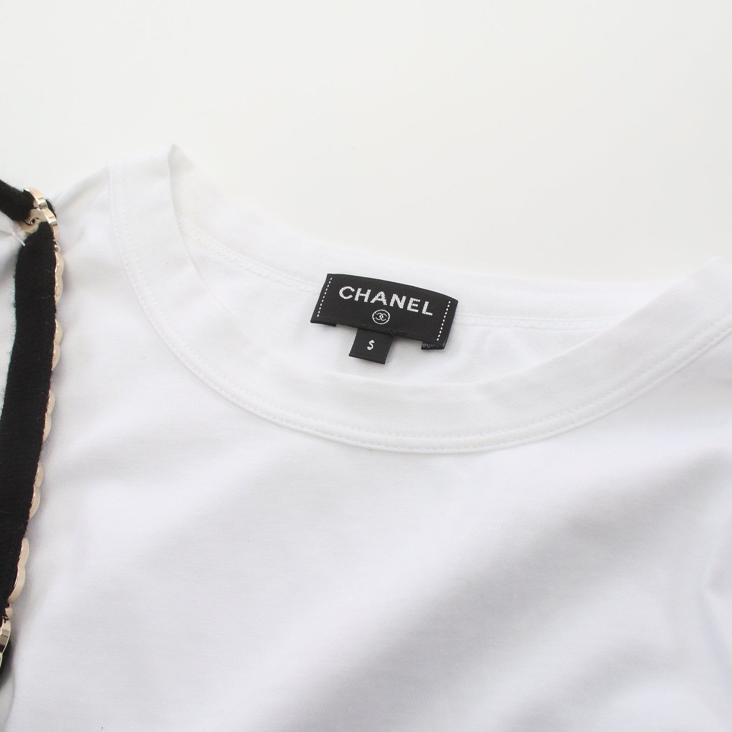 ココマーク ニットキャミソールドッキング Tシャツ カットソー コットン カシミヤ ホワイト ブラック ラインストーン 2022クルーズ シャネル トップス CHANEL