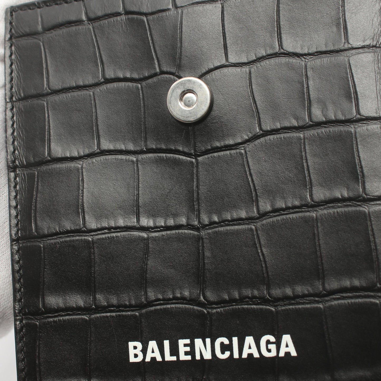CASH フォンケース ショルダーウォレット レザー ブラック クロコ型押し バレンシアガ バッグ BALENCIAGA
