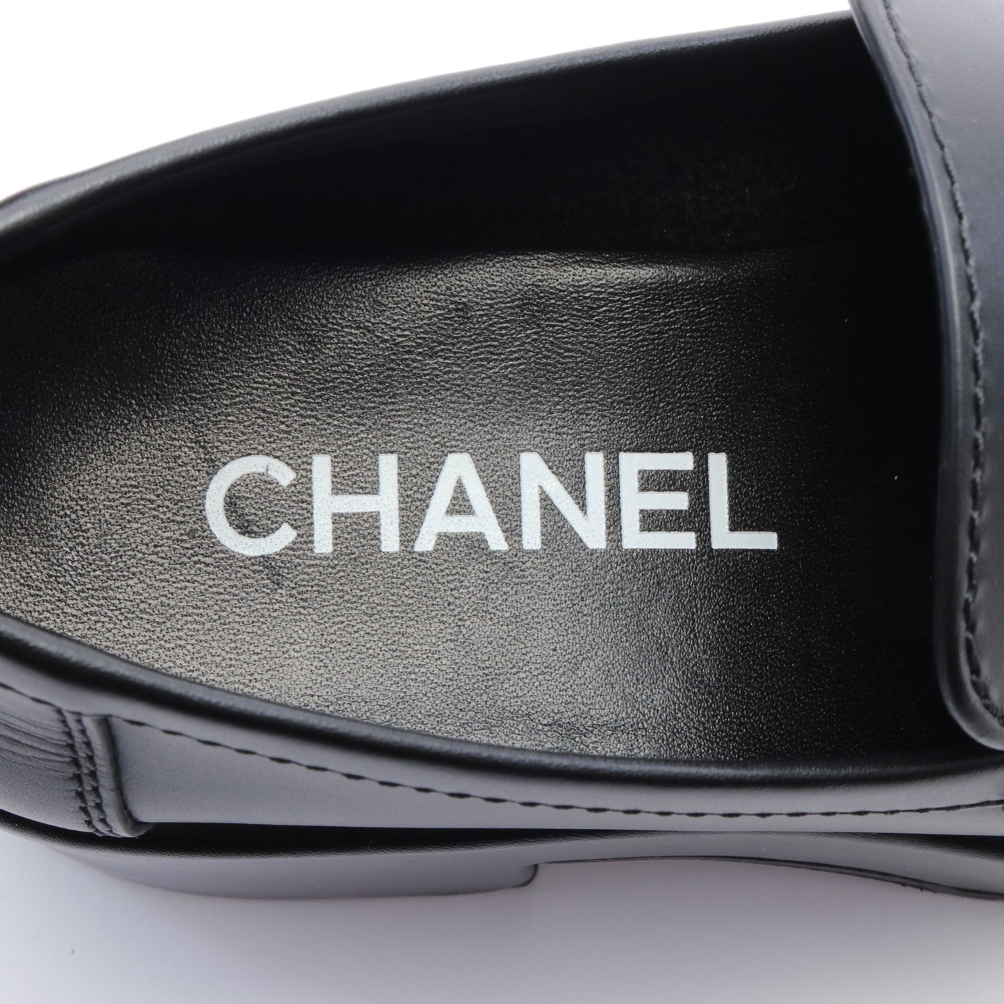ココマーク ローファー レザー ブラック プラットフォーム 厚底 シャネル シューズ CHANEL