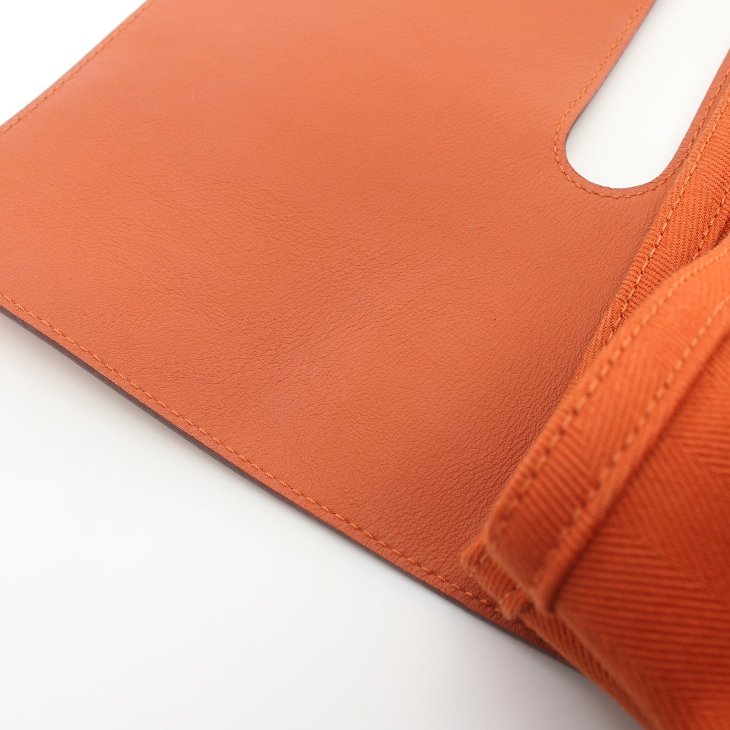 ヴァルパライソMM ハンドバッグ トワルシェブロン レザー オレンジ シルバー金具 エルメス バッグ HERMES