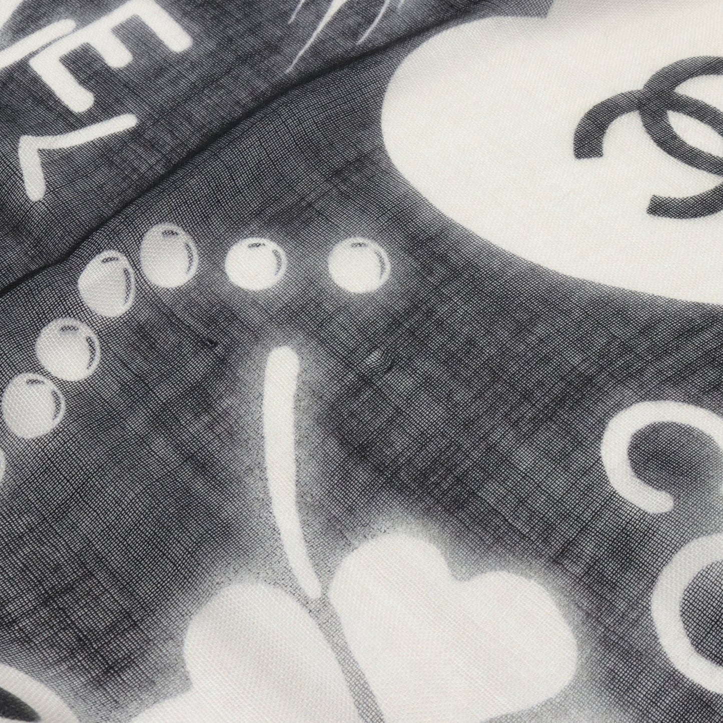 アイコン ストール カシミヤ シルク ブラック オフホワイト シャネル 財布・小物 CHANEL