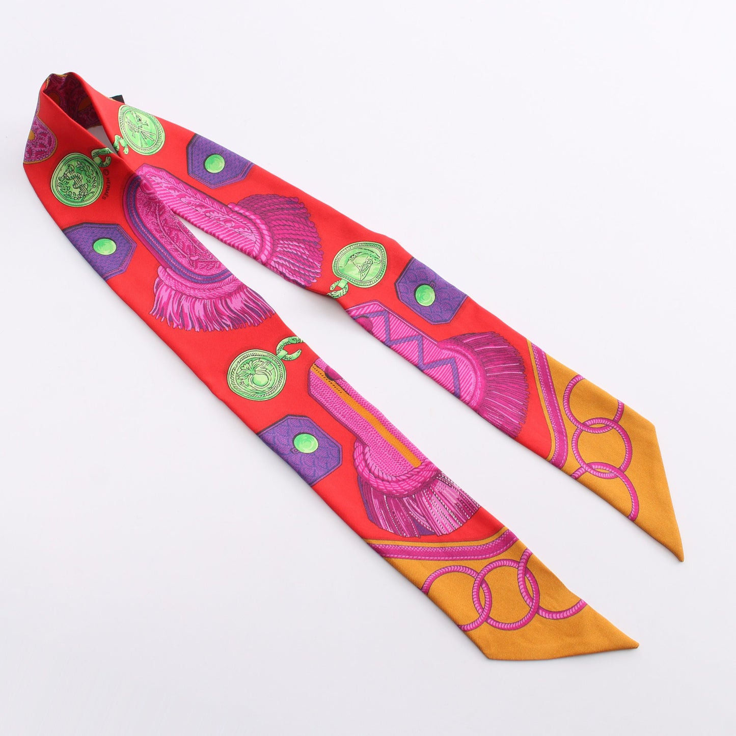 ツイリー EPAULETTES リボン スカーフ シルク レッド マルチカラー エルメス 財布・小物 HERMES