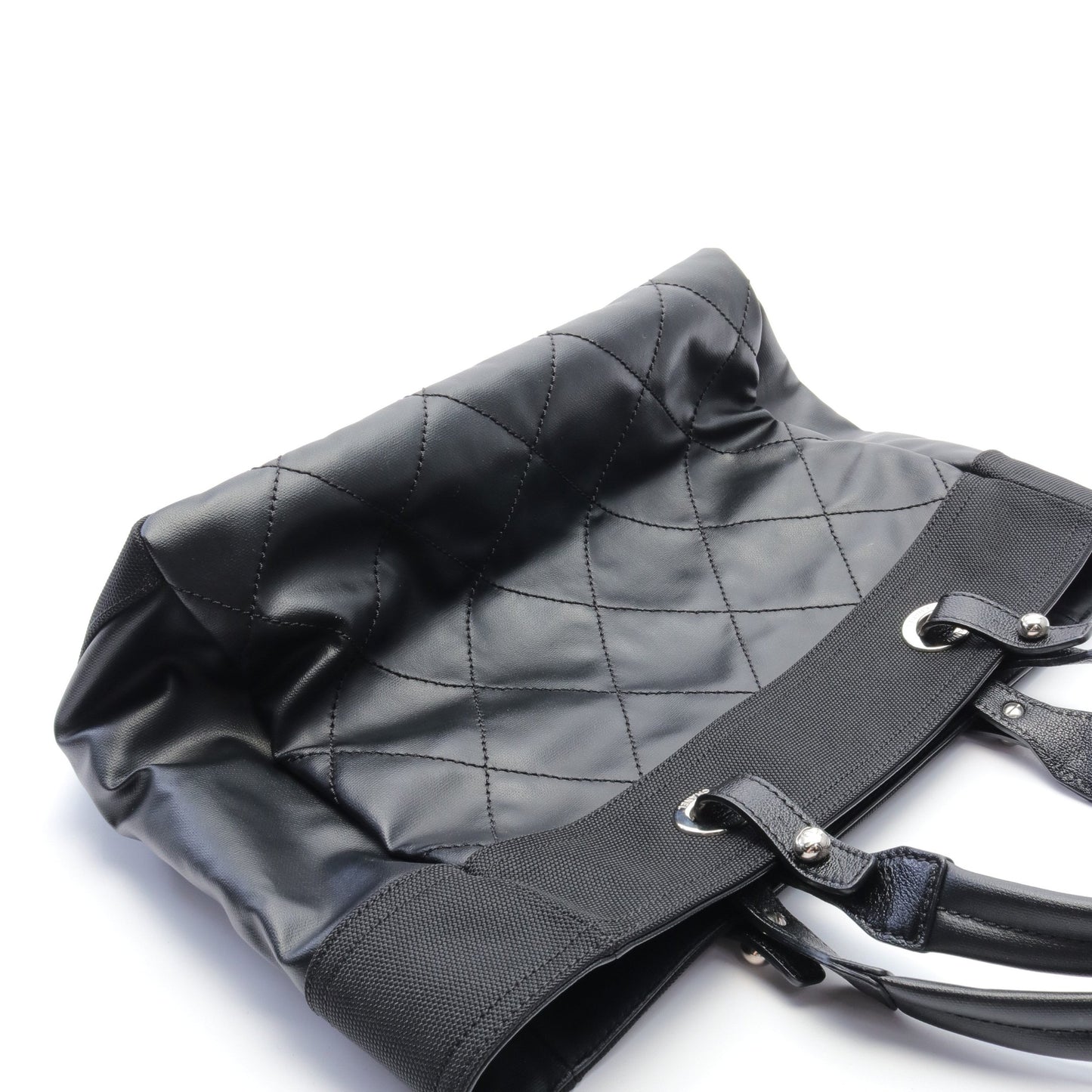パリビアリッツGM ハンドバッグ トートバッグ コーティングキャンバス レザー ブラック シルバー金具 シャネル バッグ CHANEL