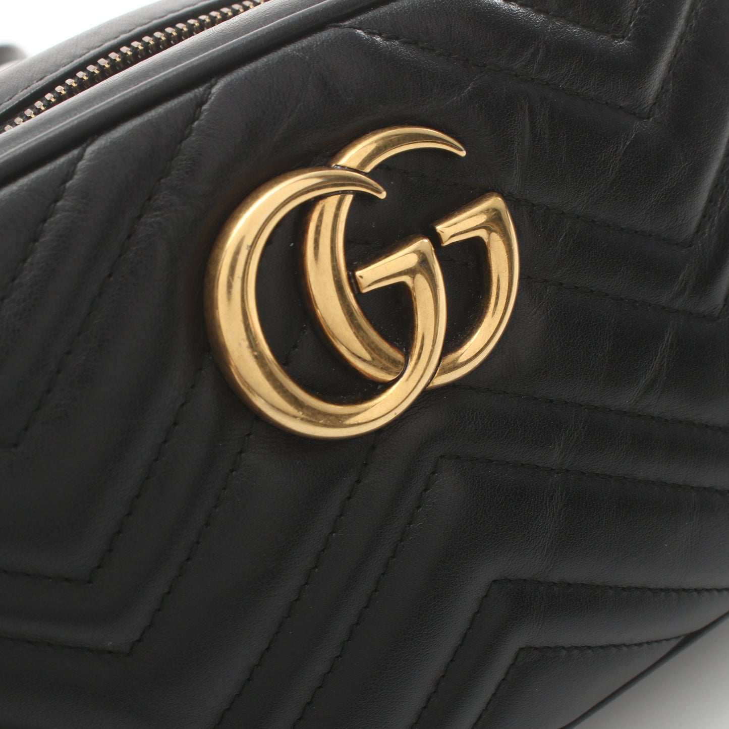 GGマーモント チェーンショルダーバッグ レザー ブラック グッチ バッグ GUCCI