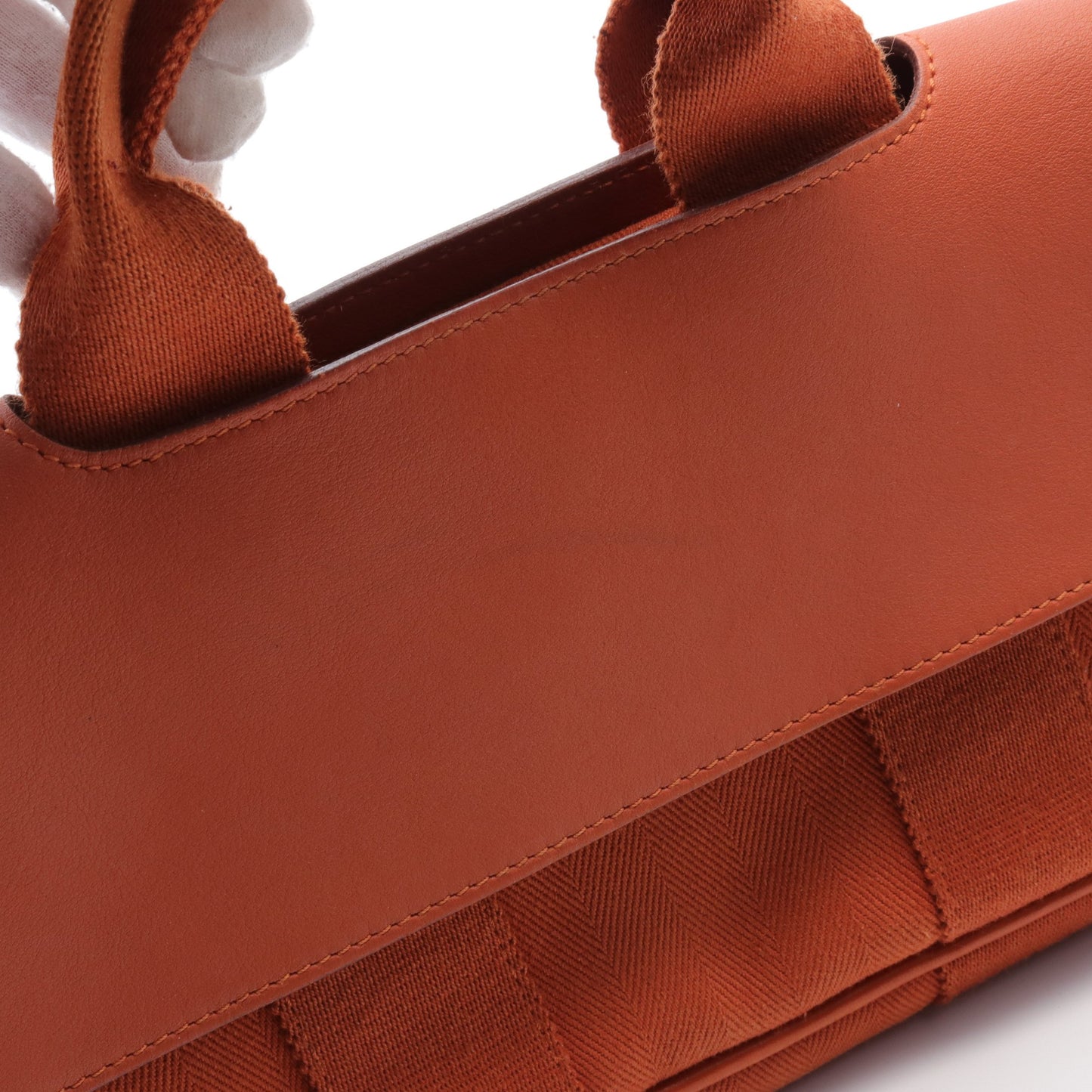 ヴァルパライソPM ロング ハンドバッグ トワルシェブロン レザー オレンジ エルメス バッグ HERMES
