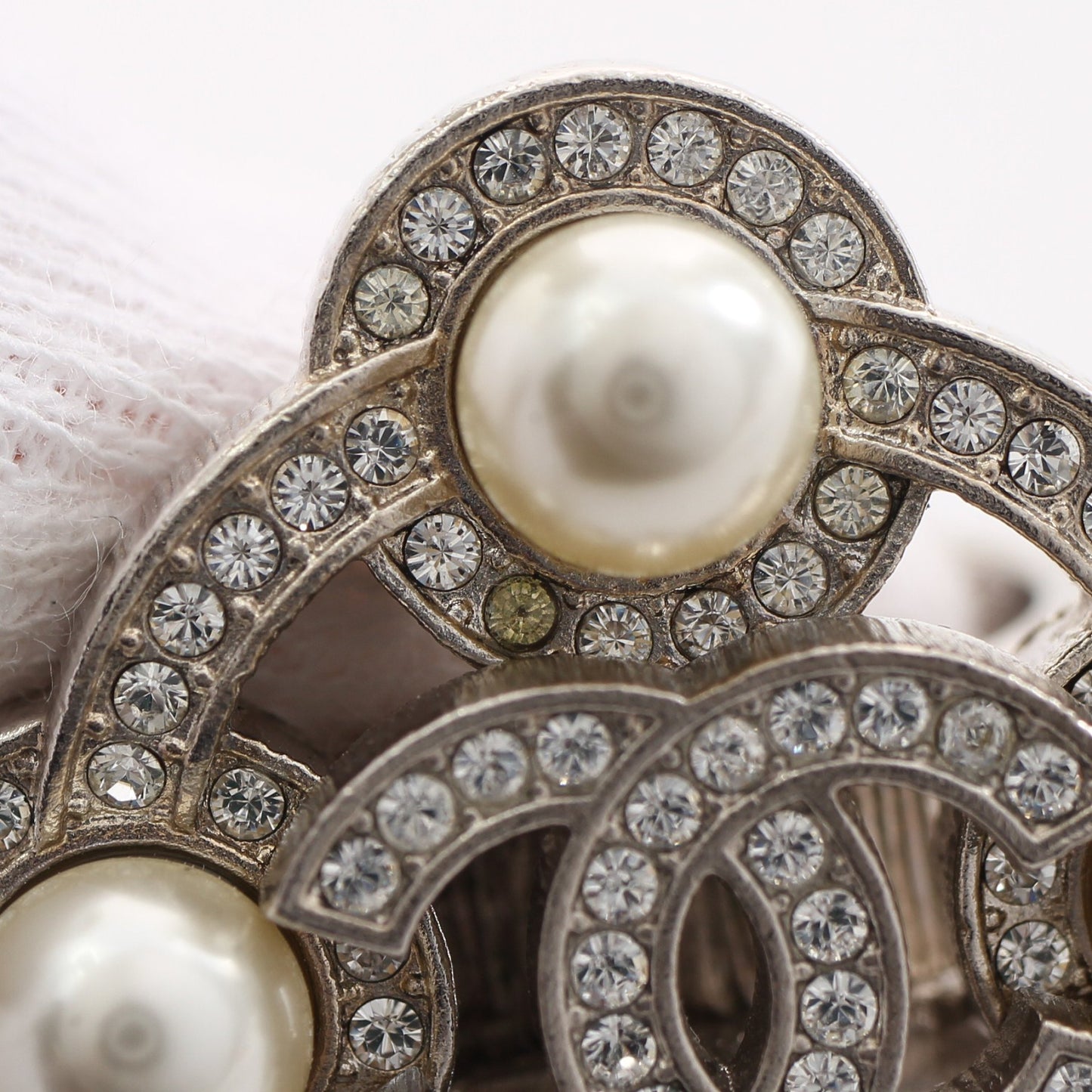 ココマーク リング 指輪 フェイクパール ラインストーン シルバー オフホワイト クリア A16B シャネル アクセサリー CHANEL