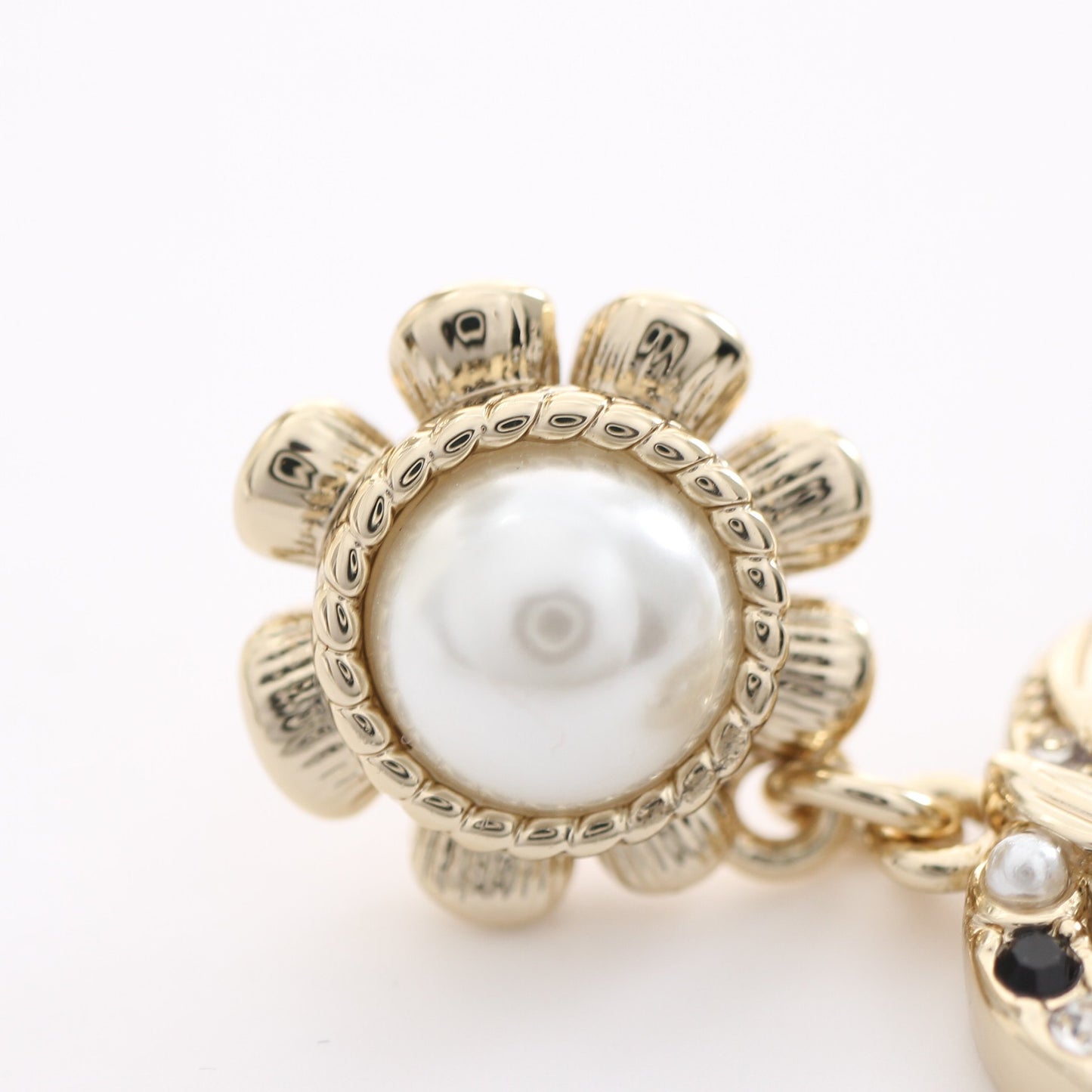 ココマーク ピアス GP フェイクパール ラインストーン シャンパンゴールド オフホワイト ブラック A22B シャネル アクセサリー CHANEL