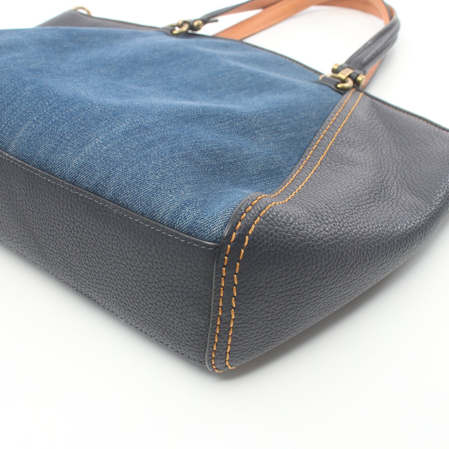 ハンドバッグ デニム レザー インディゴブルー ネイビー 2WAY コーチ バッグ COACH