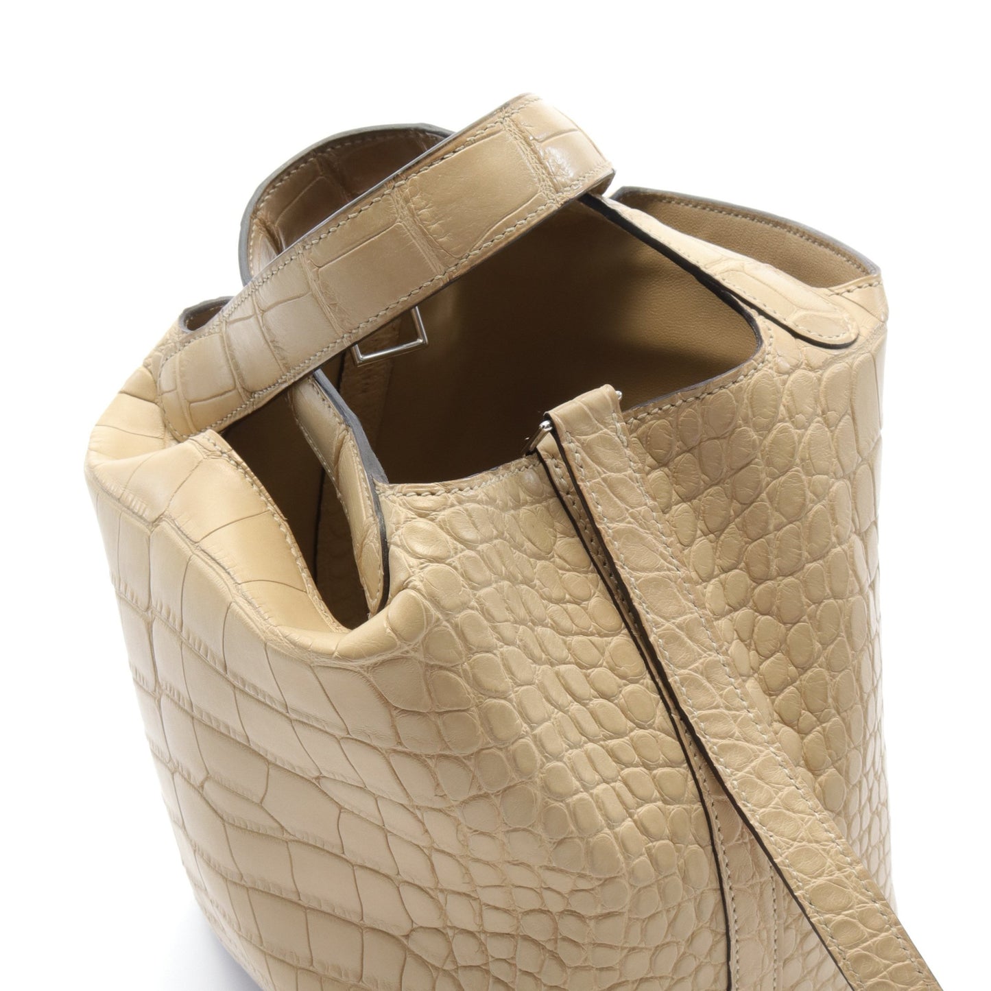 ピコタンロックPM ヴァニラ ハンドバッグ アリゲーターマット ベージュ シルバー金具 A刻印 エルメス バッグ HERMES