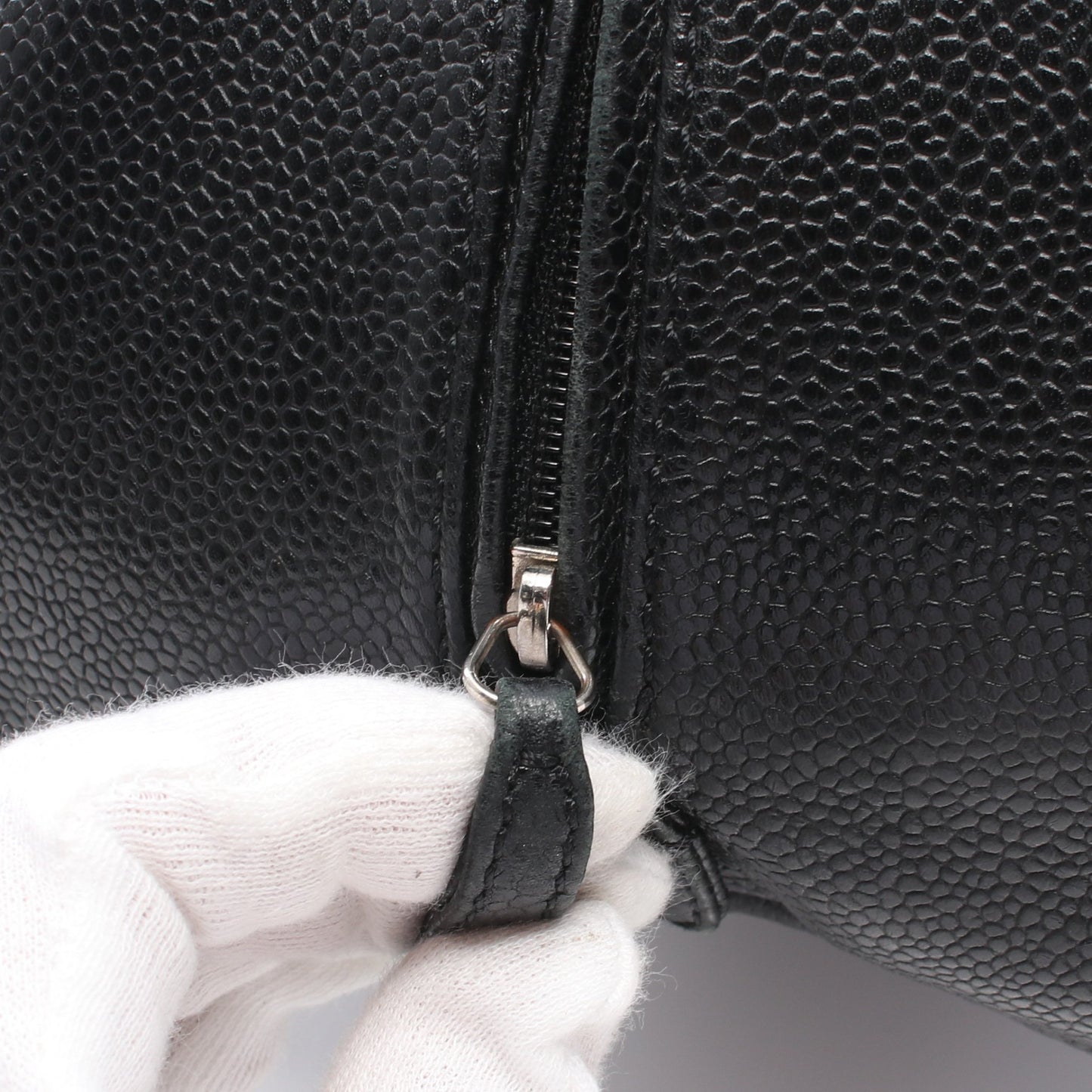 マトラッセ ハンドバッグ ミニボストンバッグ キャビアスキン ブラック シルバー金具 シャネル バッグ CHANEL