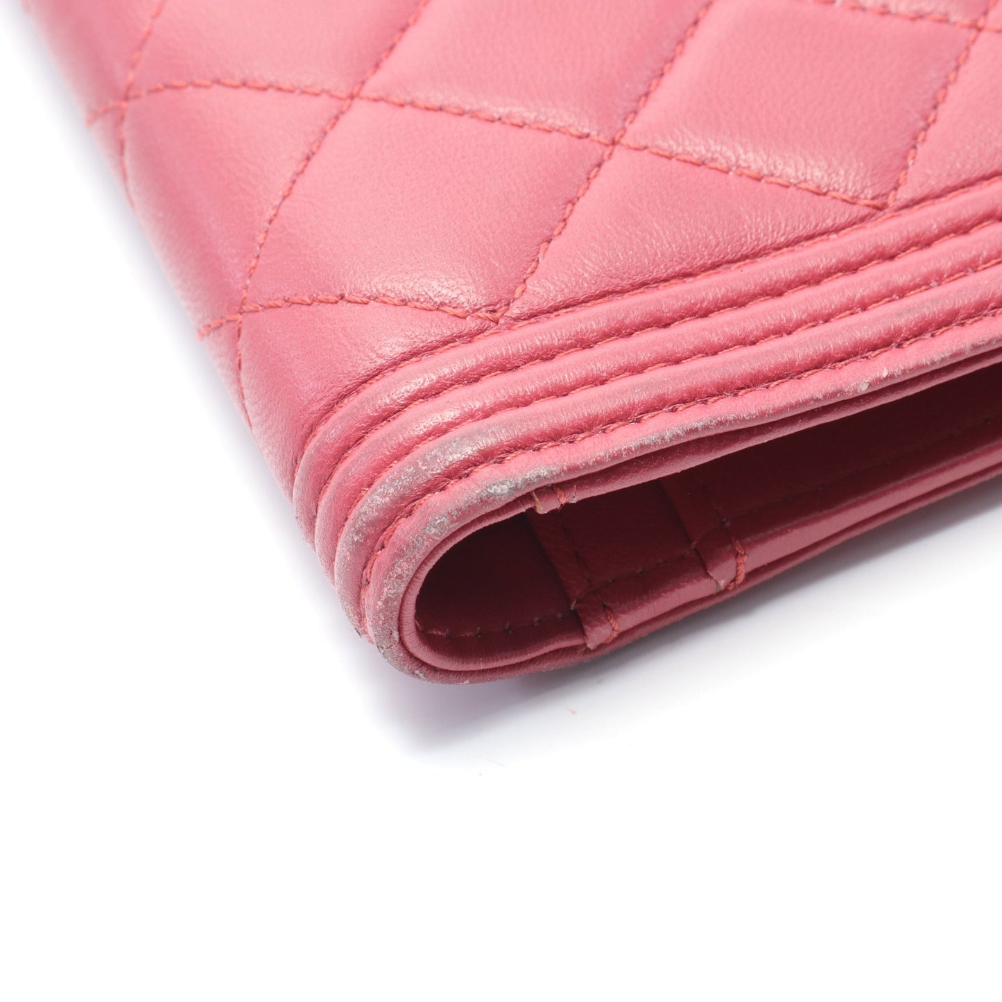 ボーイシャネル マトラッセ 二つ折り長財布 レザー ピンク アンティークシルバー金具 シャネル 財布・小物 CHANEL