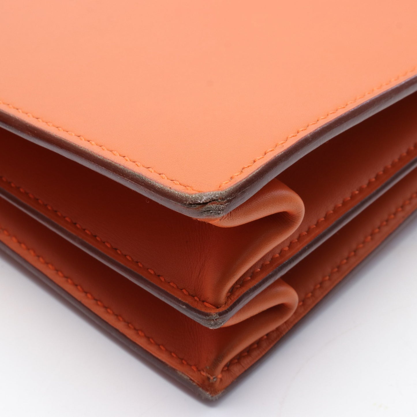 ケリーデペッシュ38 ブリーフケース ビジネスバッグ ボックスカーフ オレンジ シルバー金具 □H刻印 エルメス バッグ HERMES