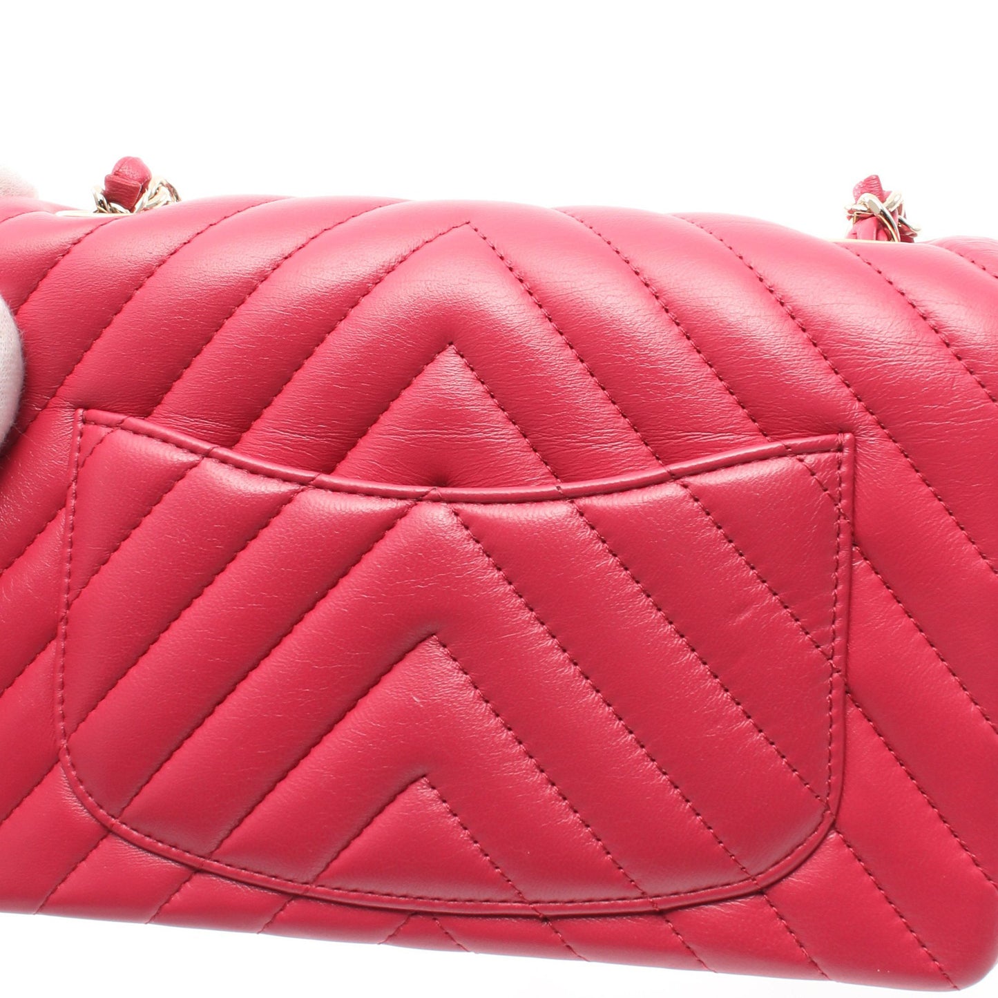 Vステッチ チェーンショルダーバッグ ラムスキン ピンクパープル ゴールド金具 シャネル バッグ CHANEL