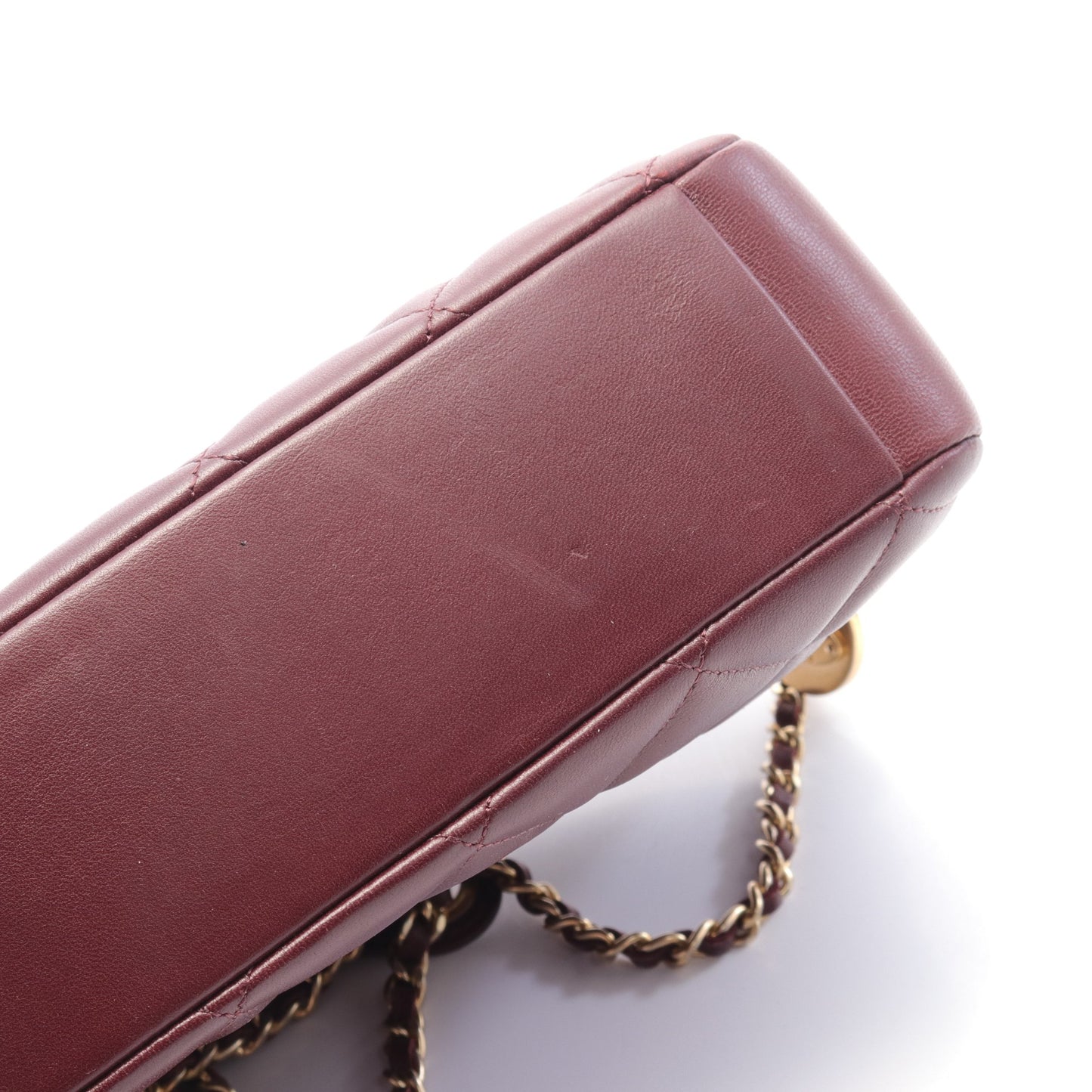 マトラッセ チェーンショルダーバッグ レザー ボルドー ゴールド金具 シャネル バッグ CHANEL