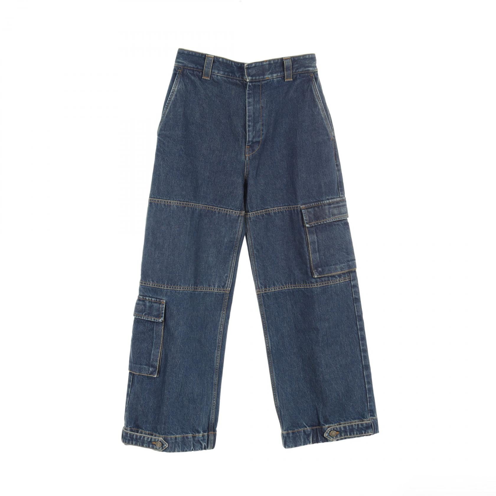 デニムパンツ ワイドパンツ コットン インディゴブルー 24SS