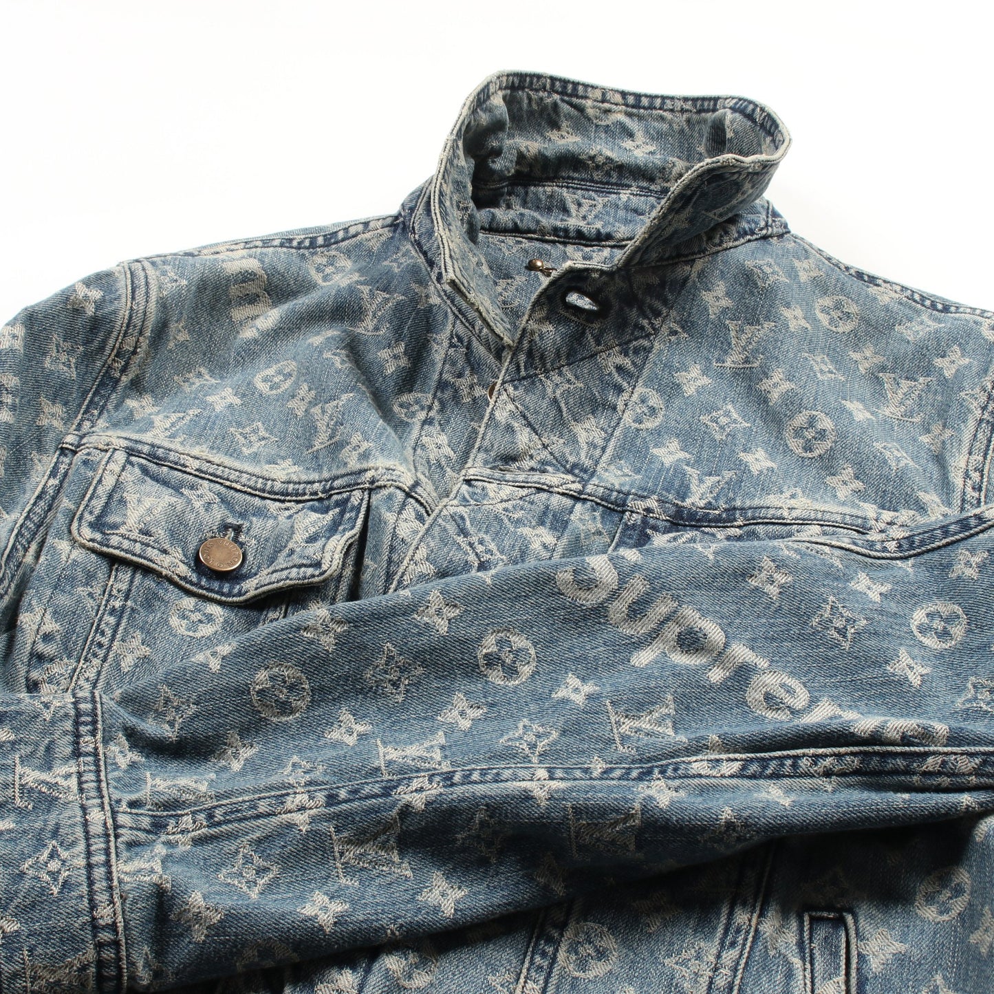 LOUIS VUITTON × Supreme モノグラムジャカード デニムジャケット コットン ブルー 17AW ルイヴィトン アウター LOUIS VUITTON